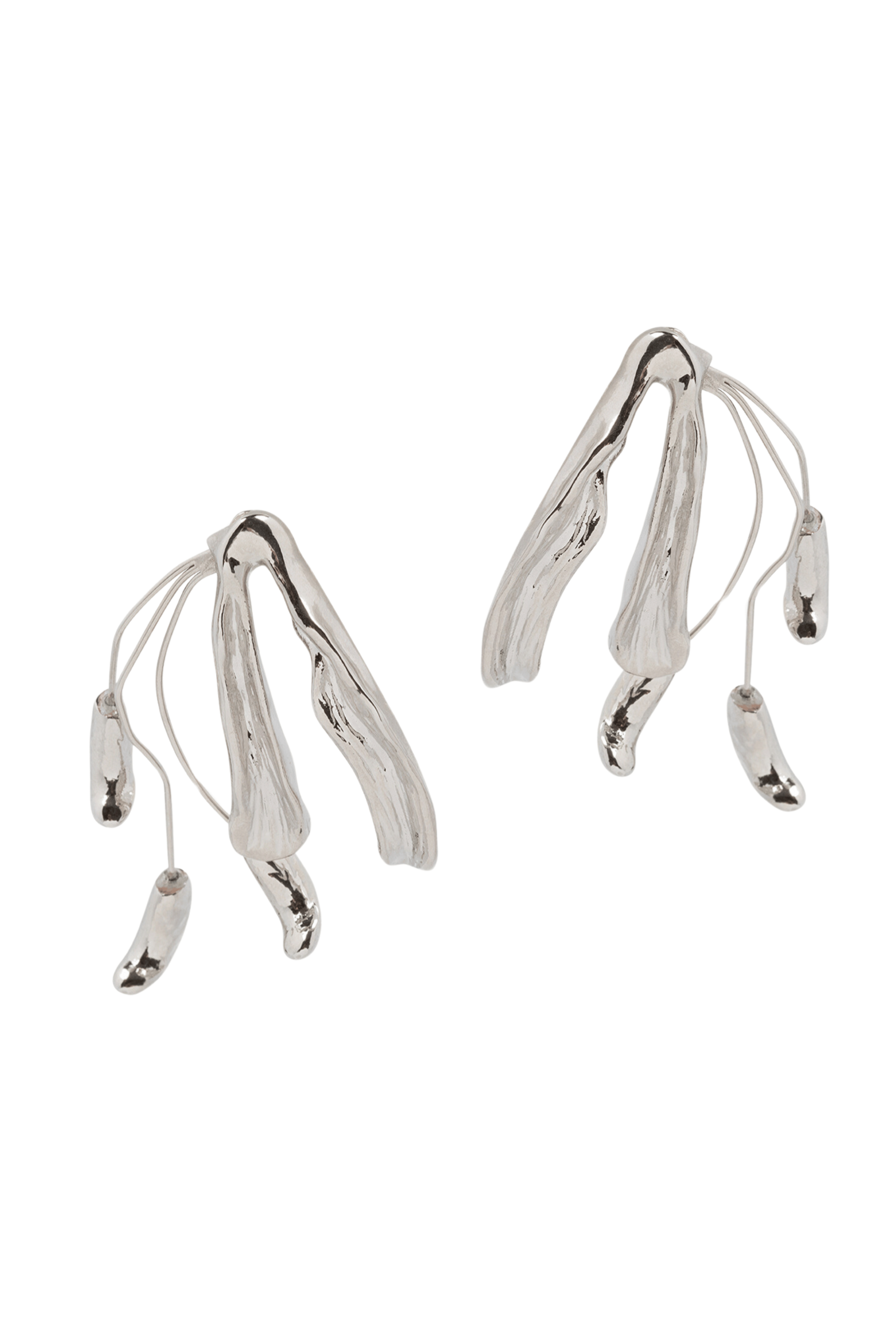 DRIES VAN NOTEN Silver Floral Drop Earrings