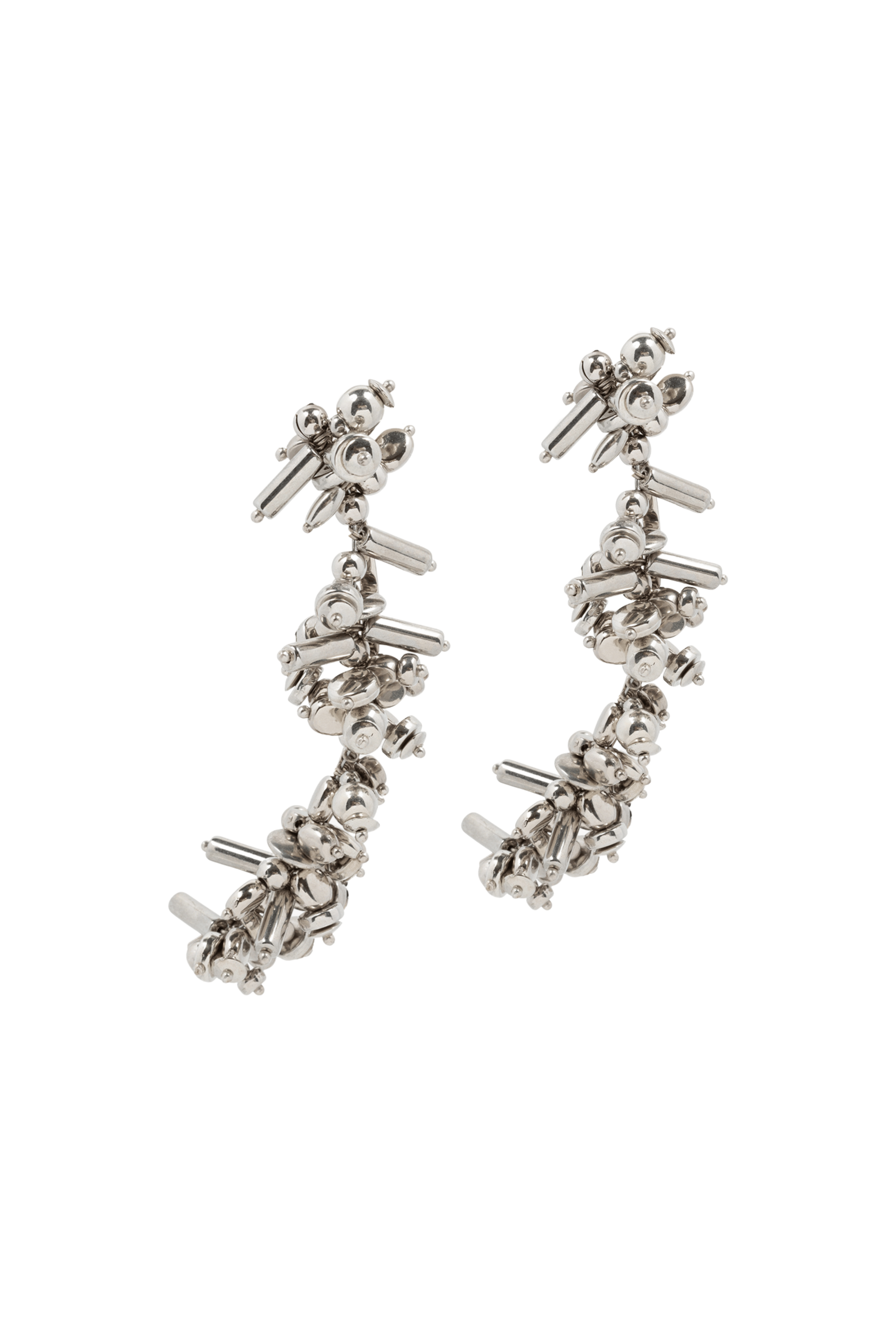 DRIES VAN NOTEN Silver Cluster Drop Earrings