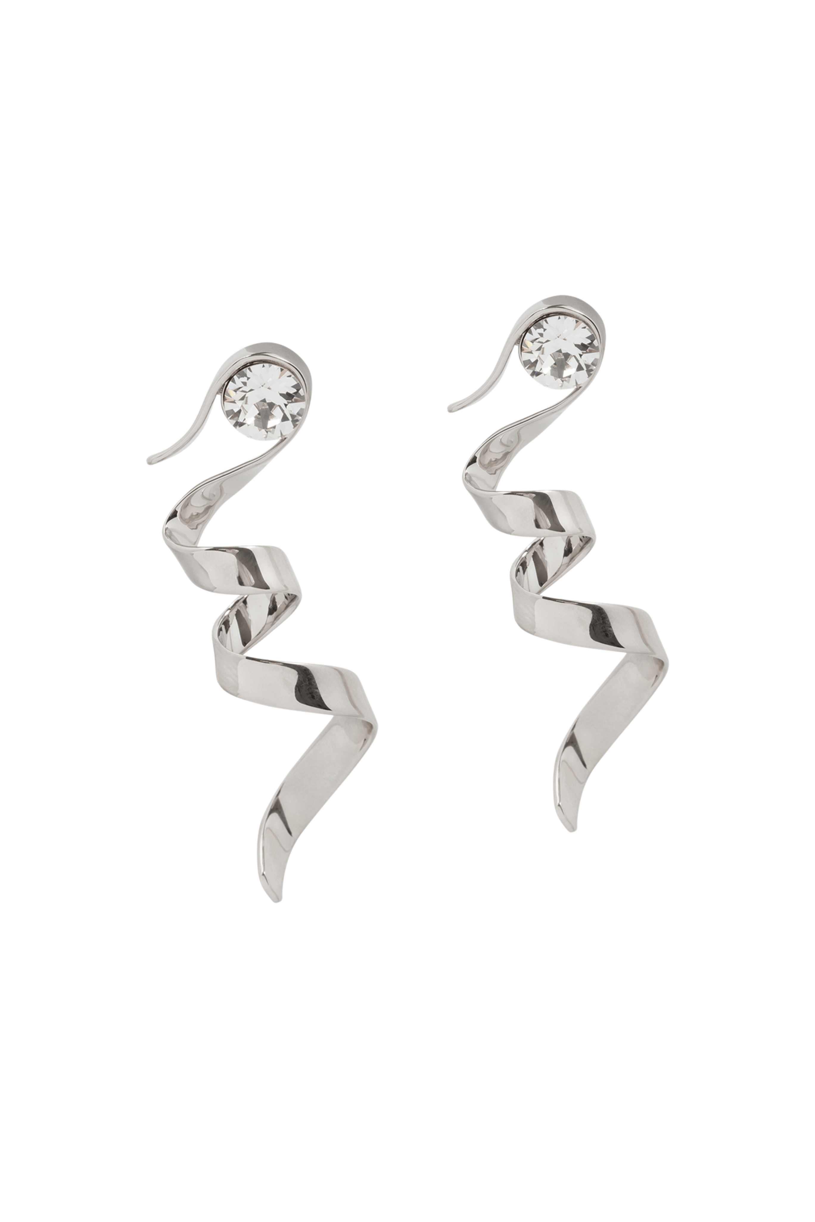 DRIES VAN NOTEN Geometric Silver Twist Earrings