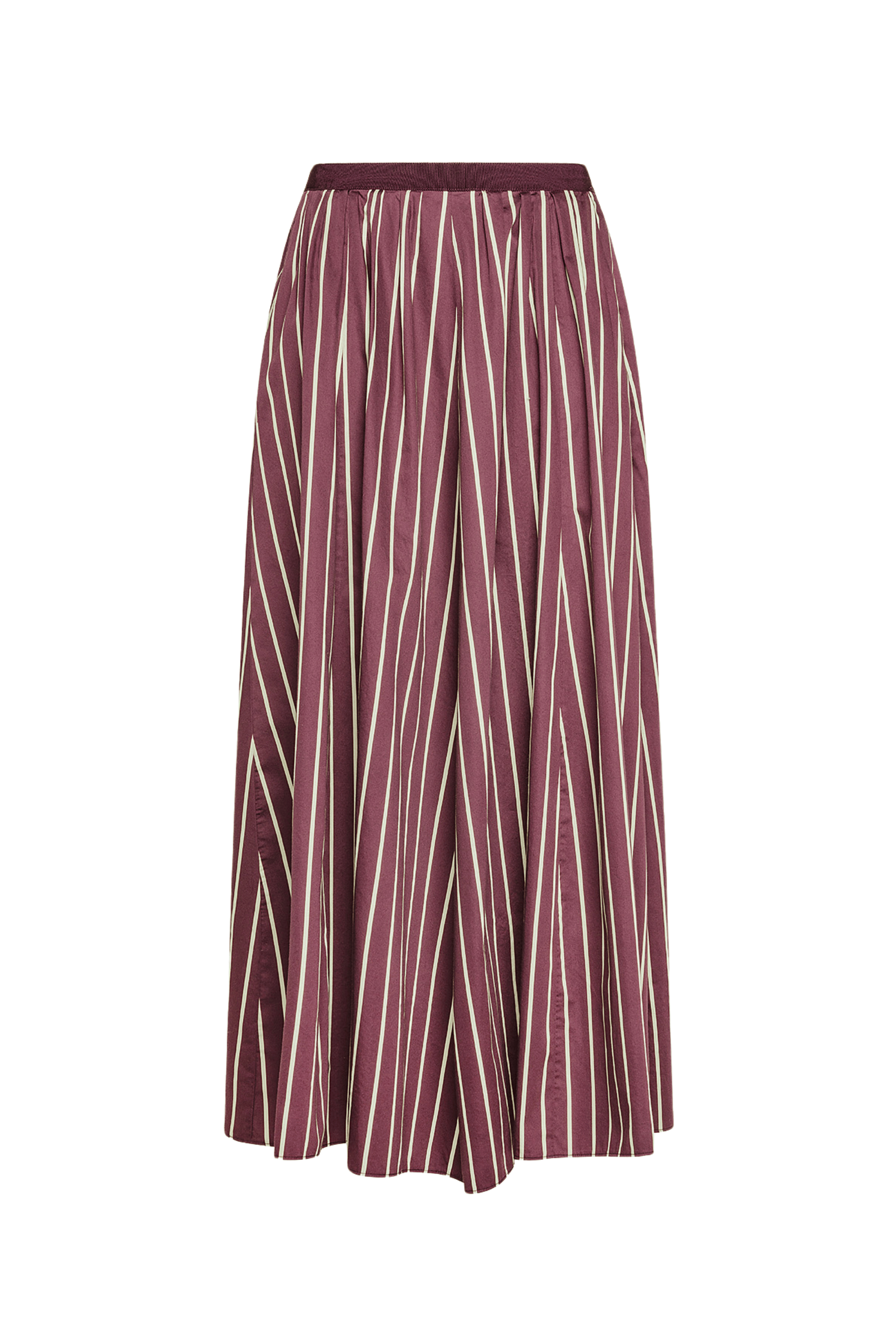 Stripe Satin Midi Skirt