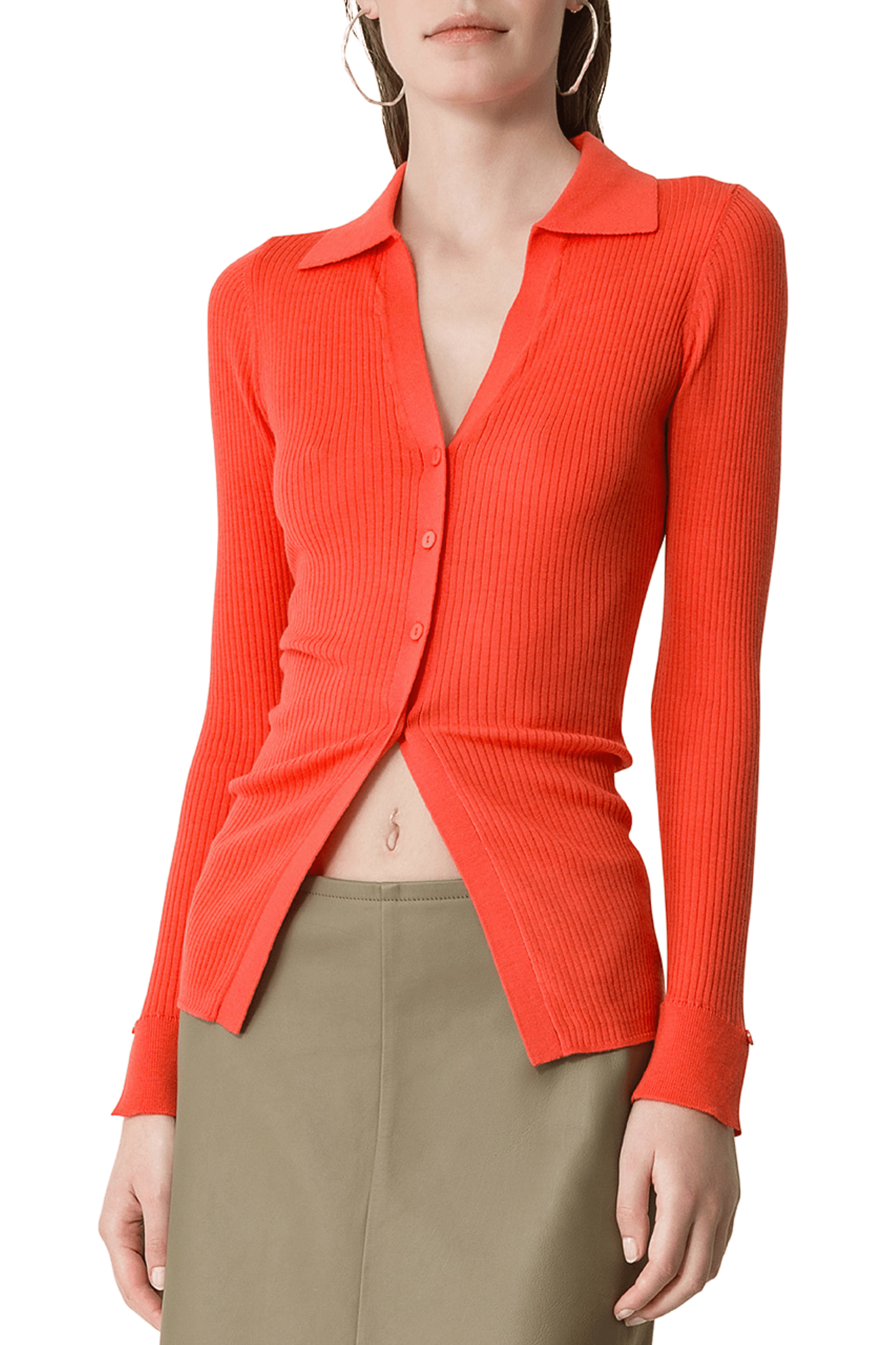 Merino Ribbed Polo Cardigan