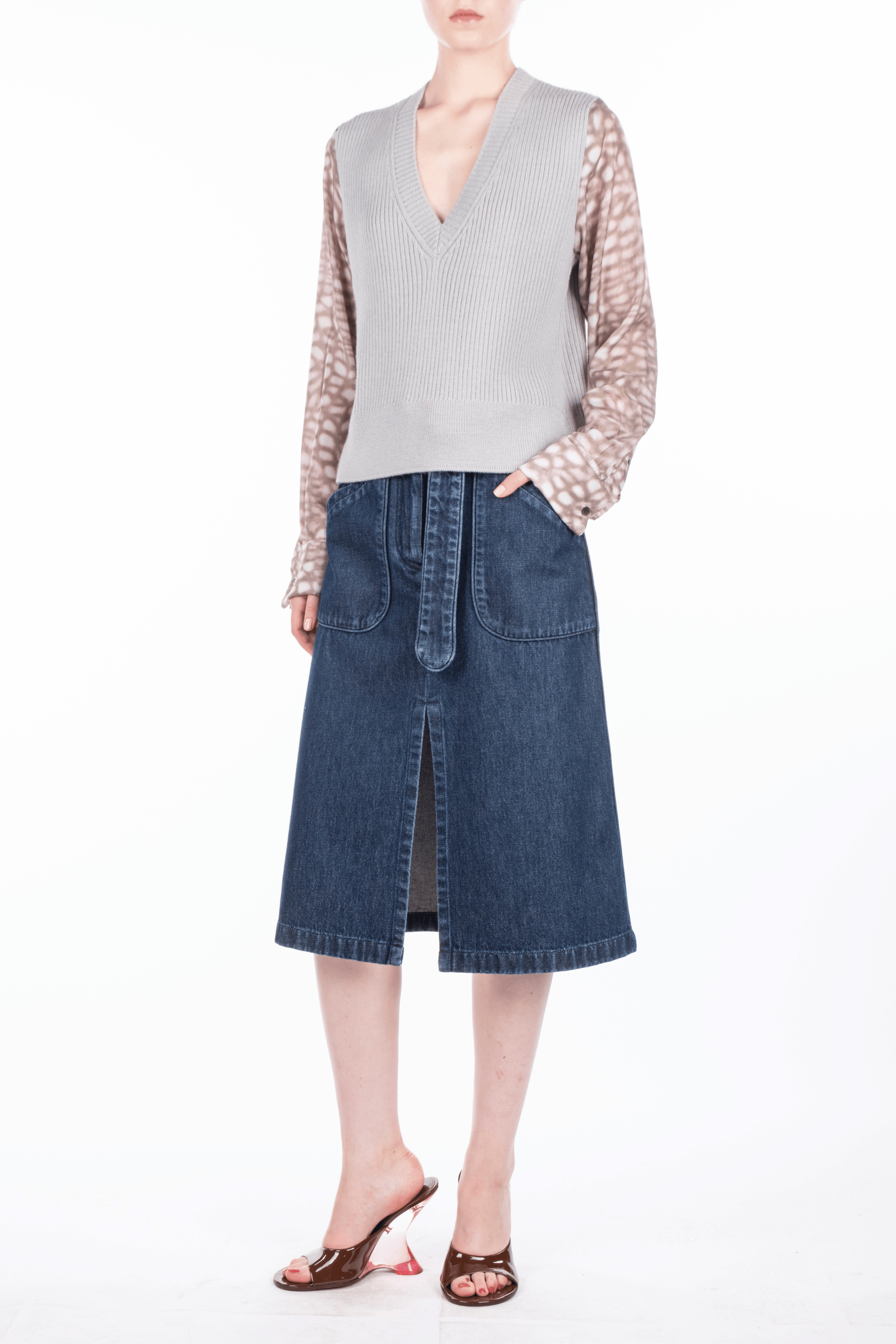 DRIES VAN NOTEN Sheraz Belted Denim Skirt