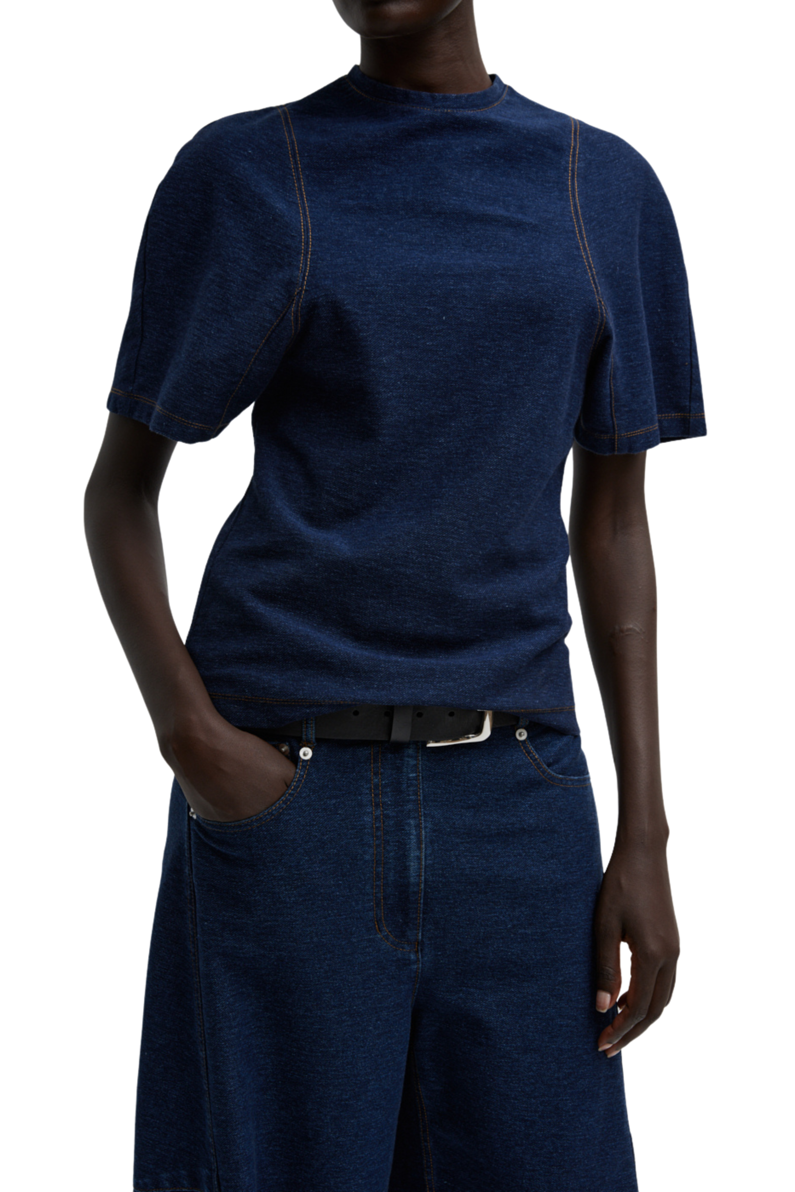 Indigo Denim Shrunken Tee