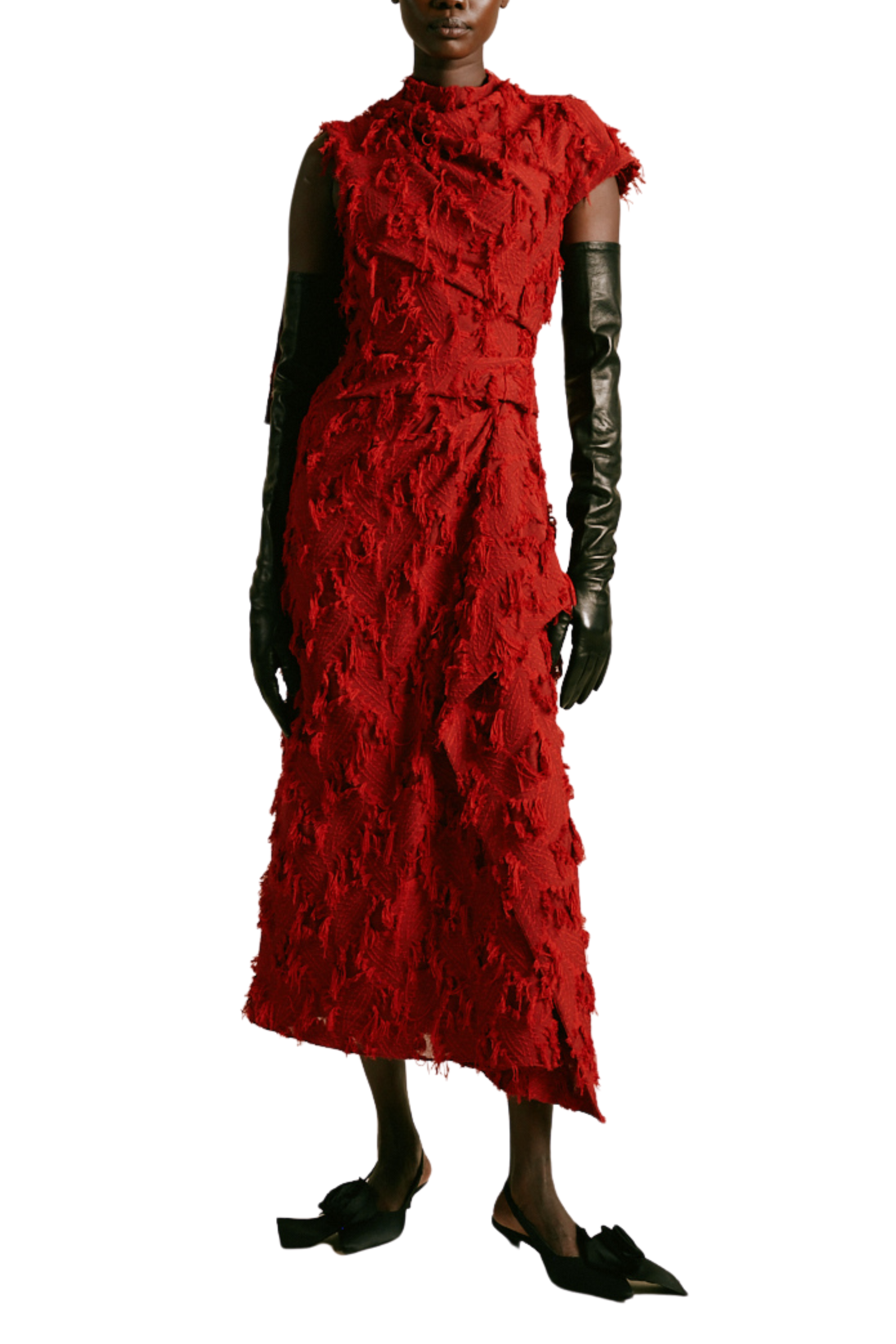 ERDEM Fringe Embellished Draped Dress