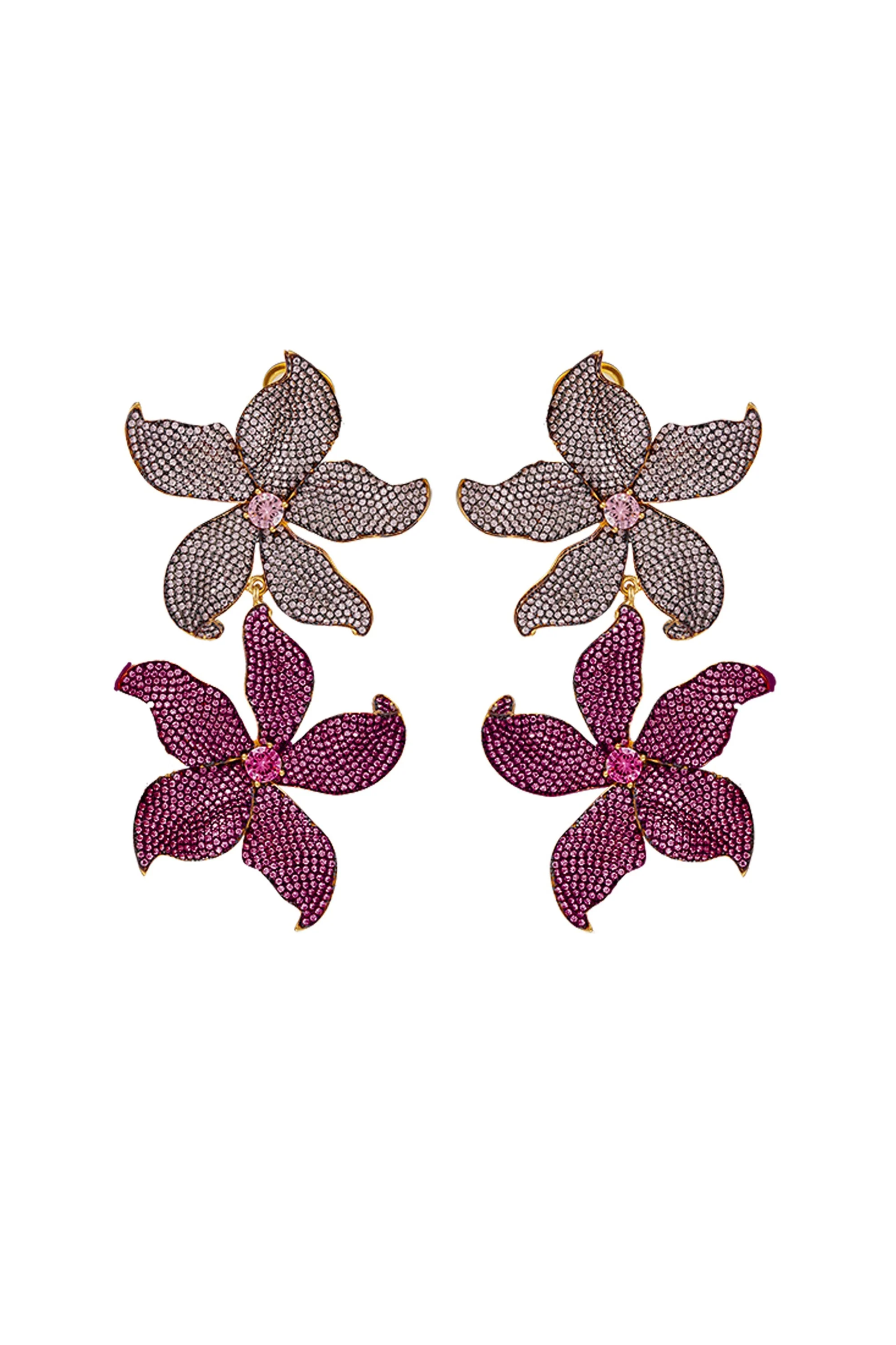 Pink Lilium Flower Earrings