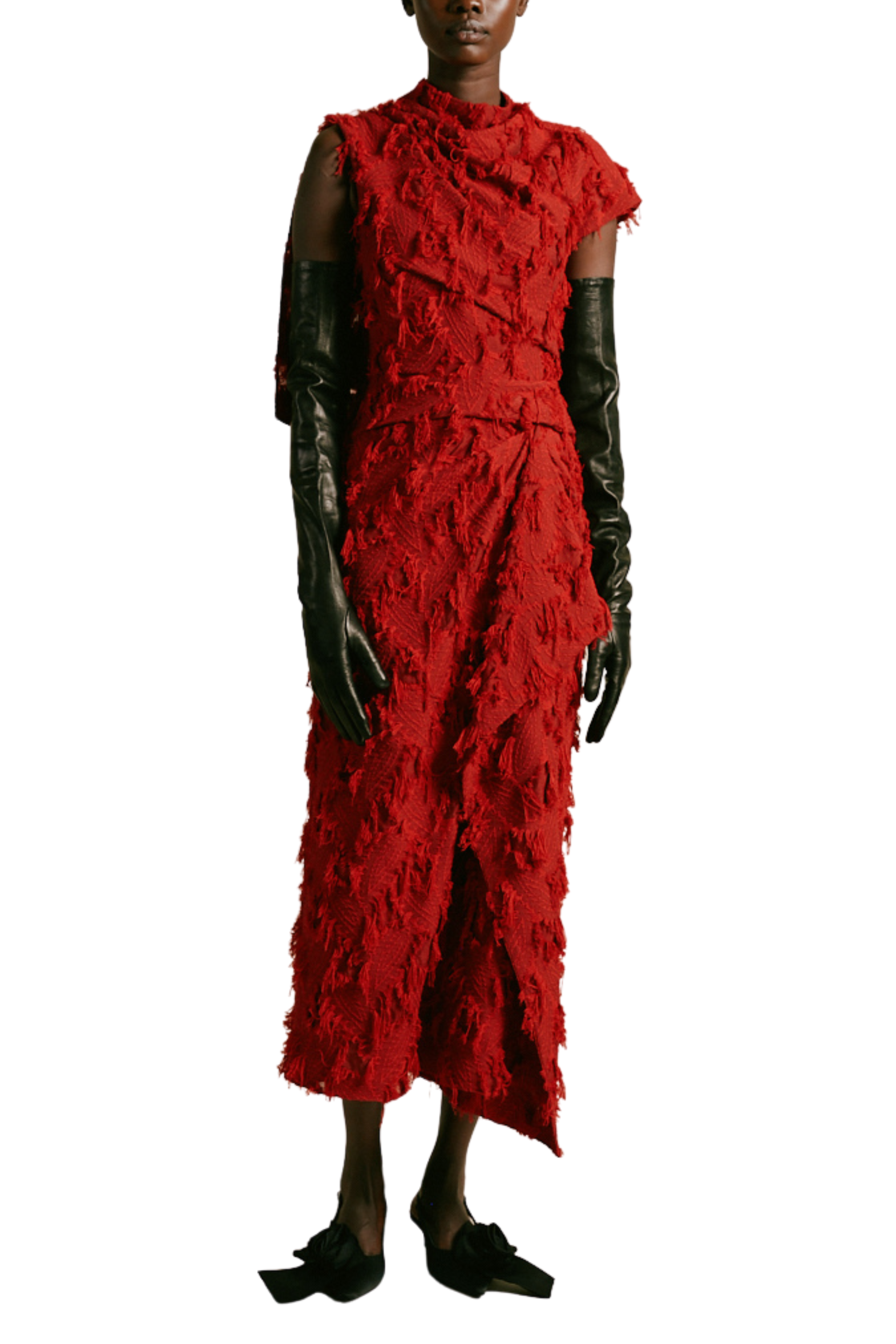 ERDEM Fringe Embellished Draped Dress