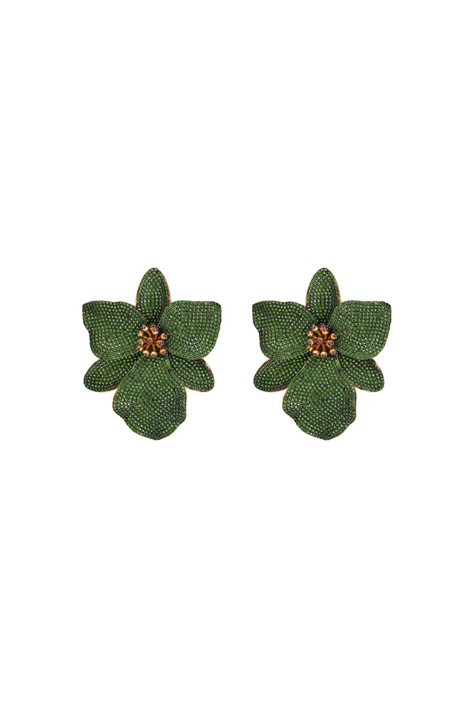 Green Singapore Orchids Earrings