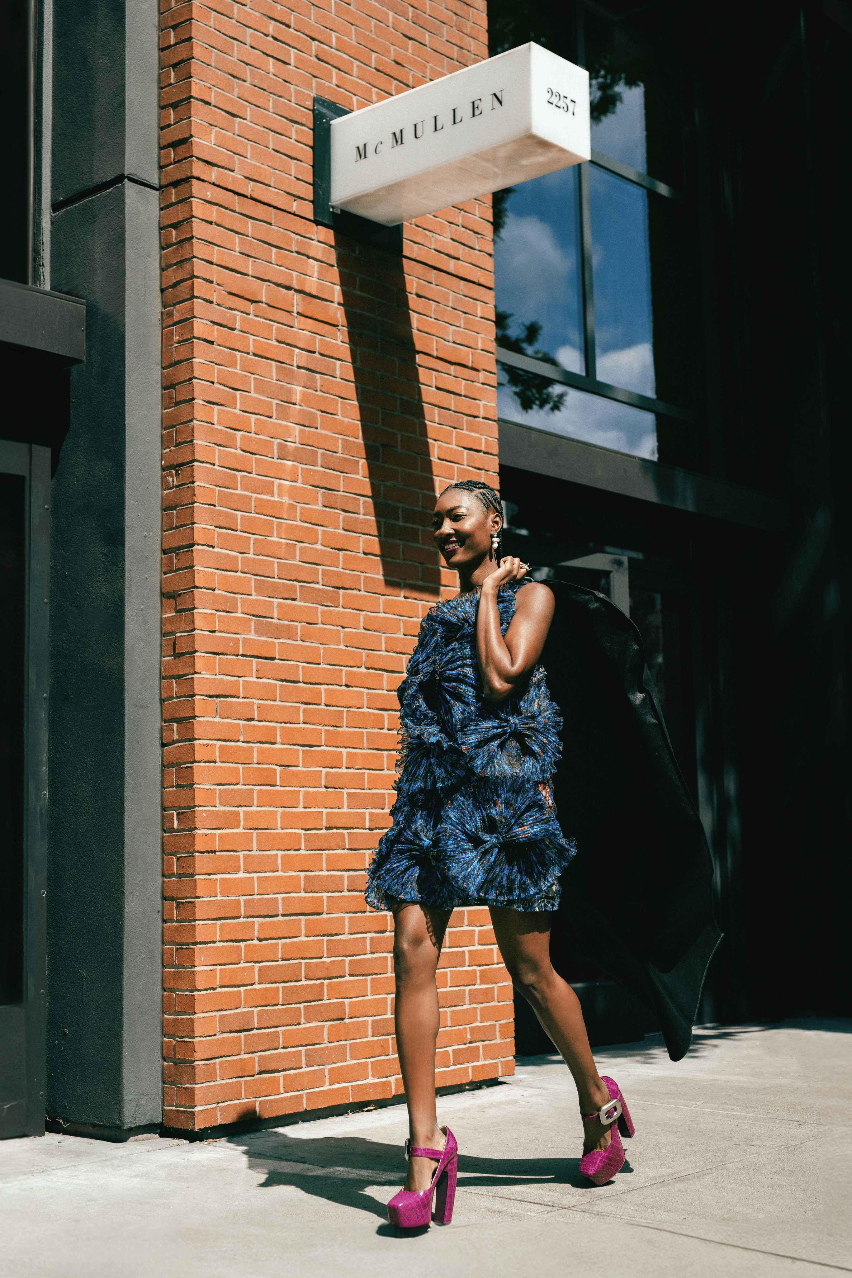 Christie Brown x McMullen Aaliyah Printed Blue Dress