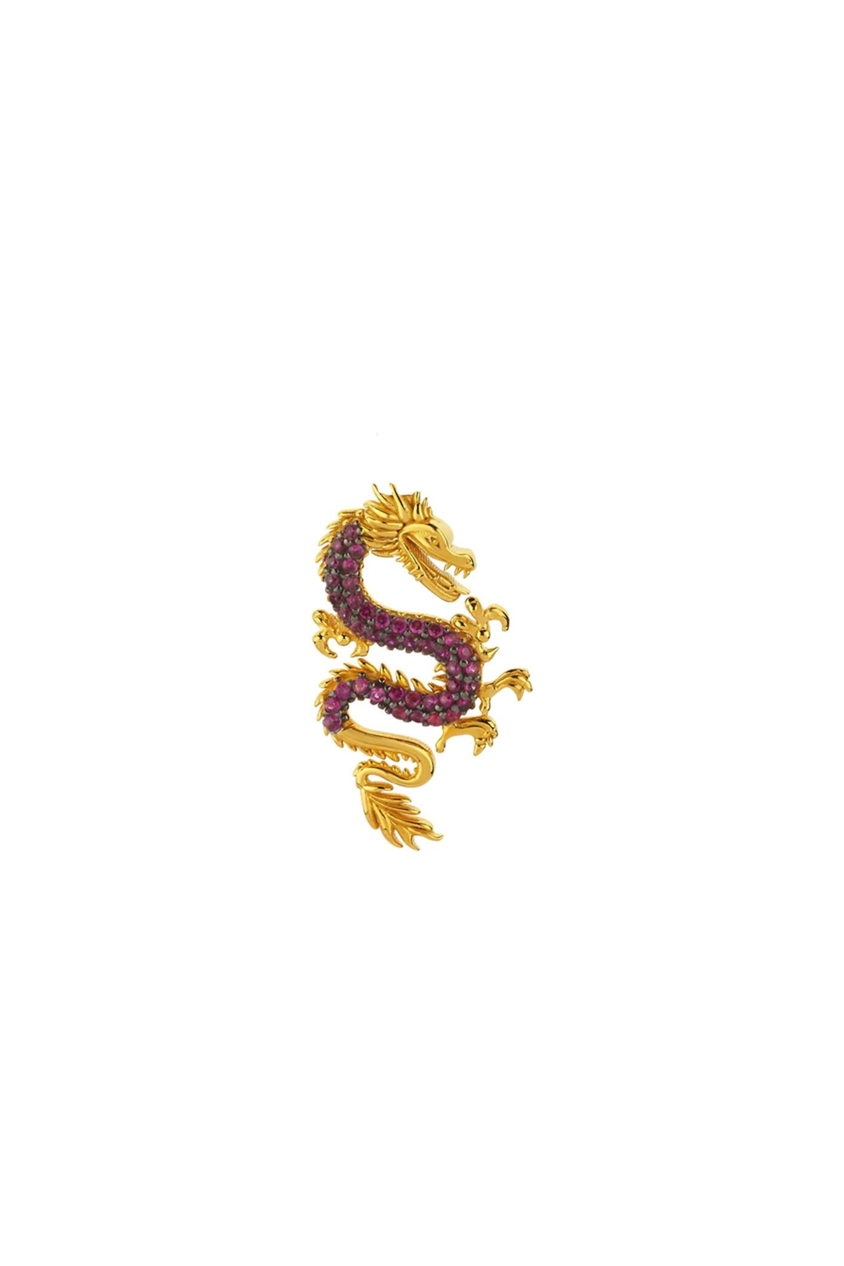 Right Mini Dragon Earring in Burgundy