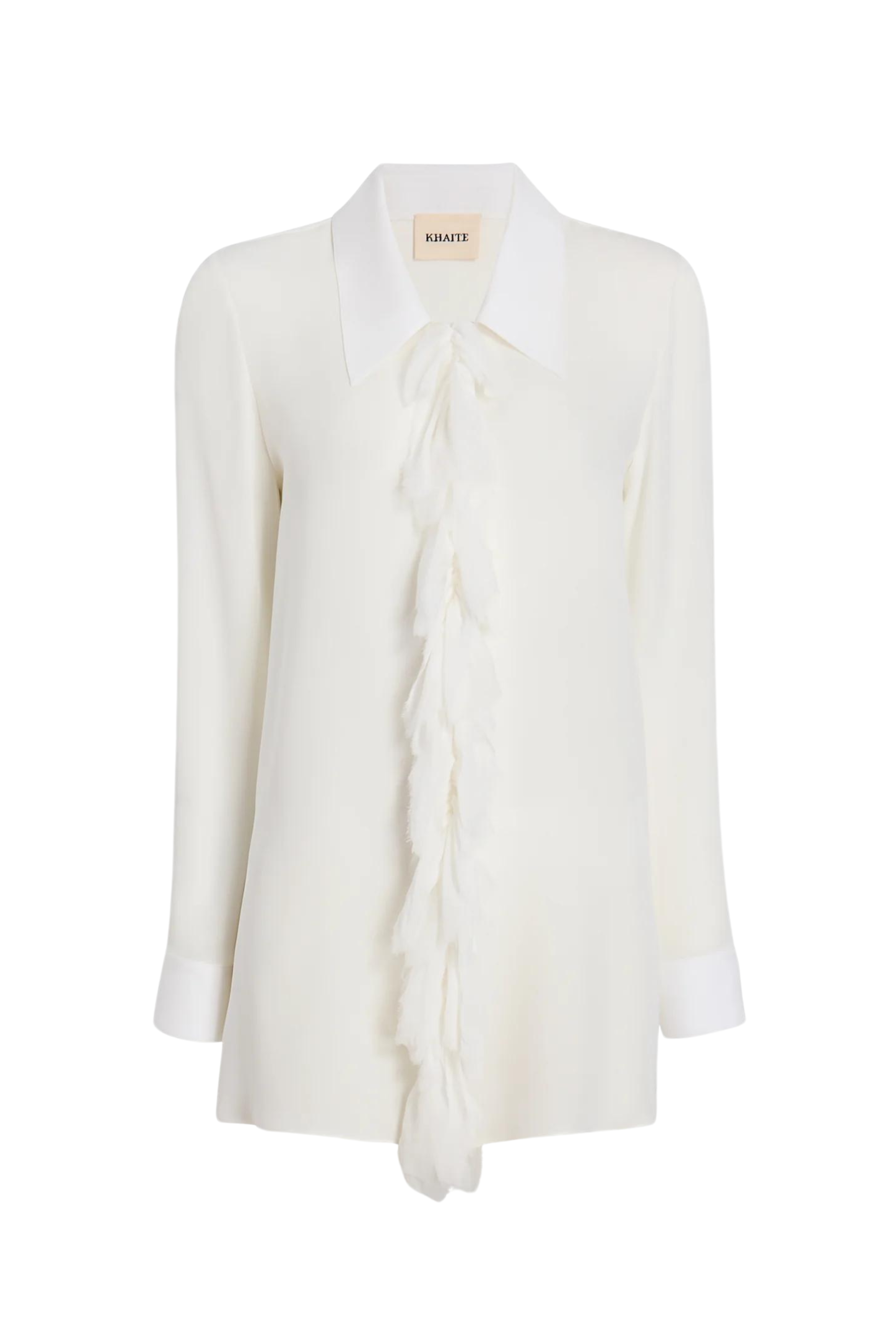 KHAITE White Luka Ruffle Shirt