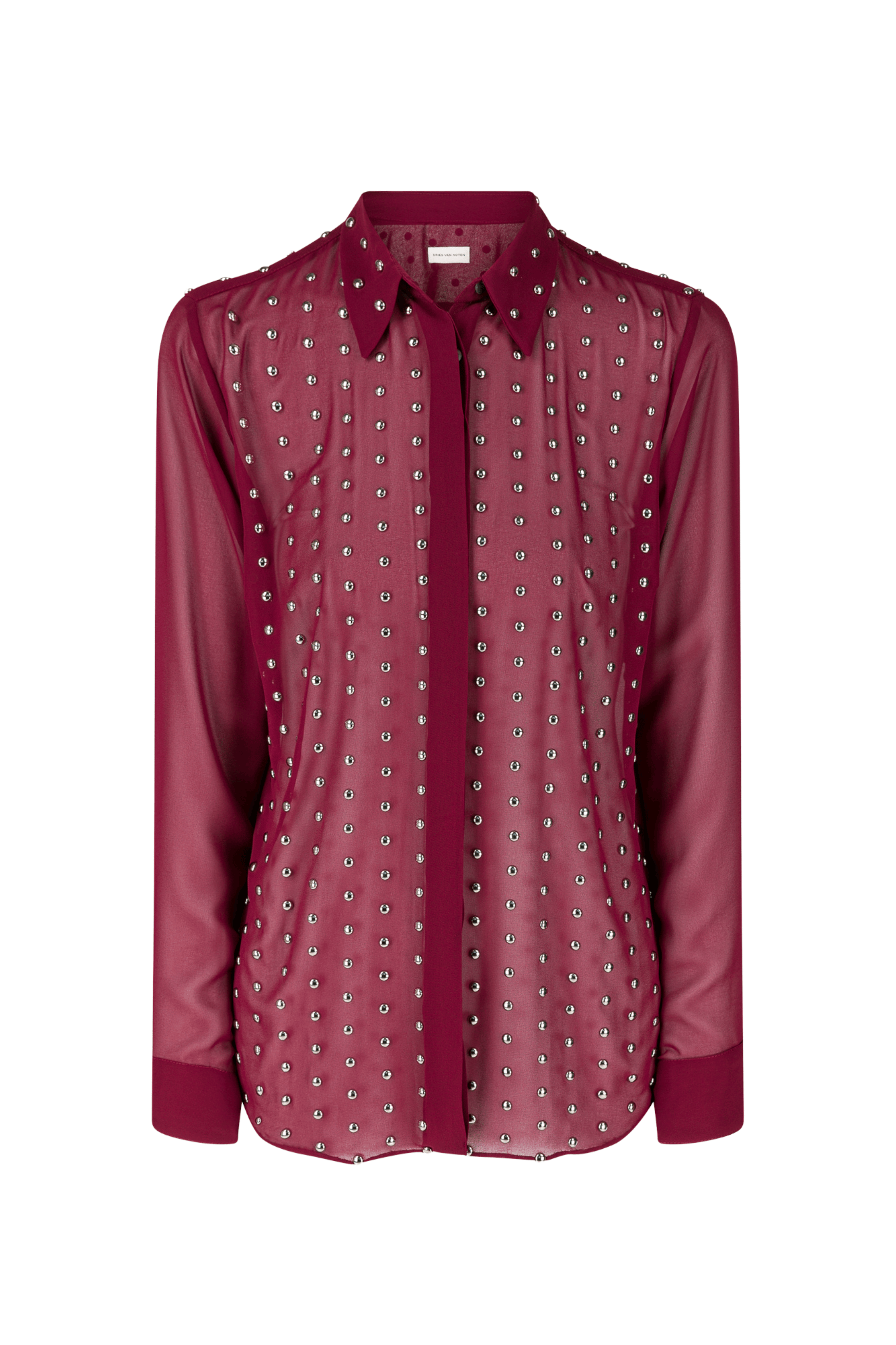 DRIES VAN NOTEN Chowy Red Embellished Shirt