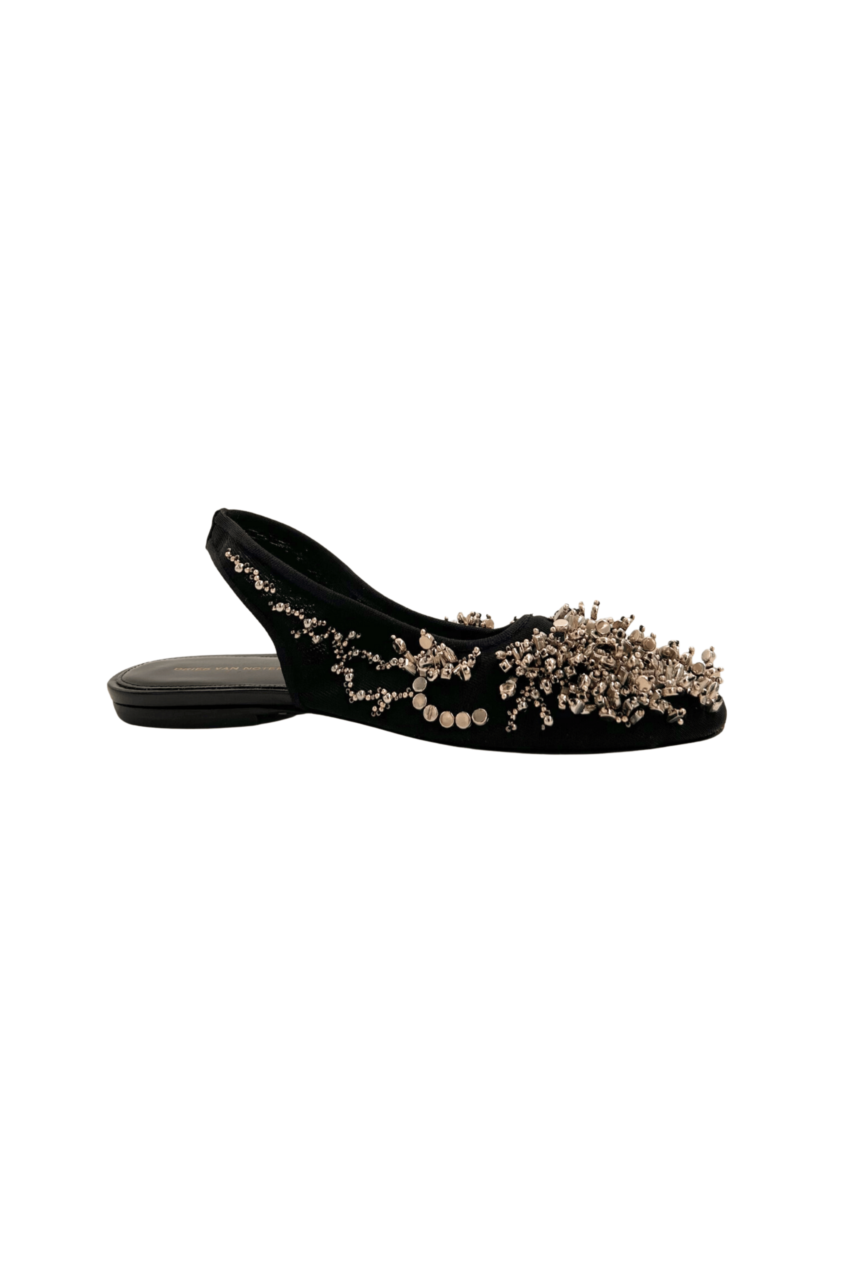 DRIES VAN NOTEN Embroidered Black Ballet Flats