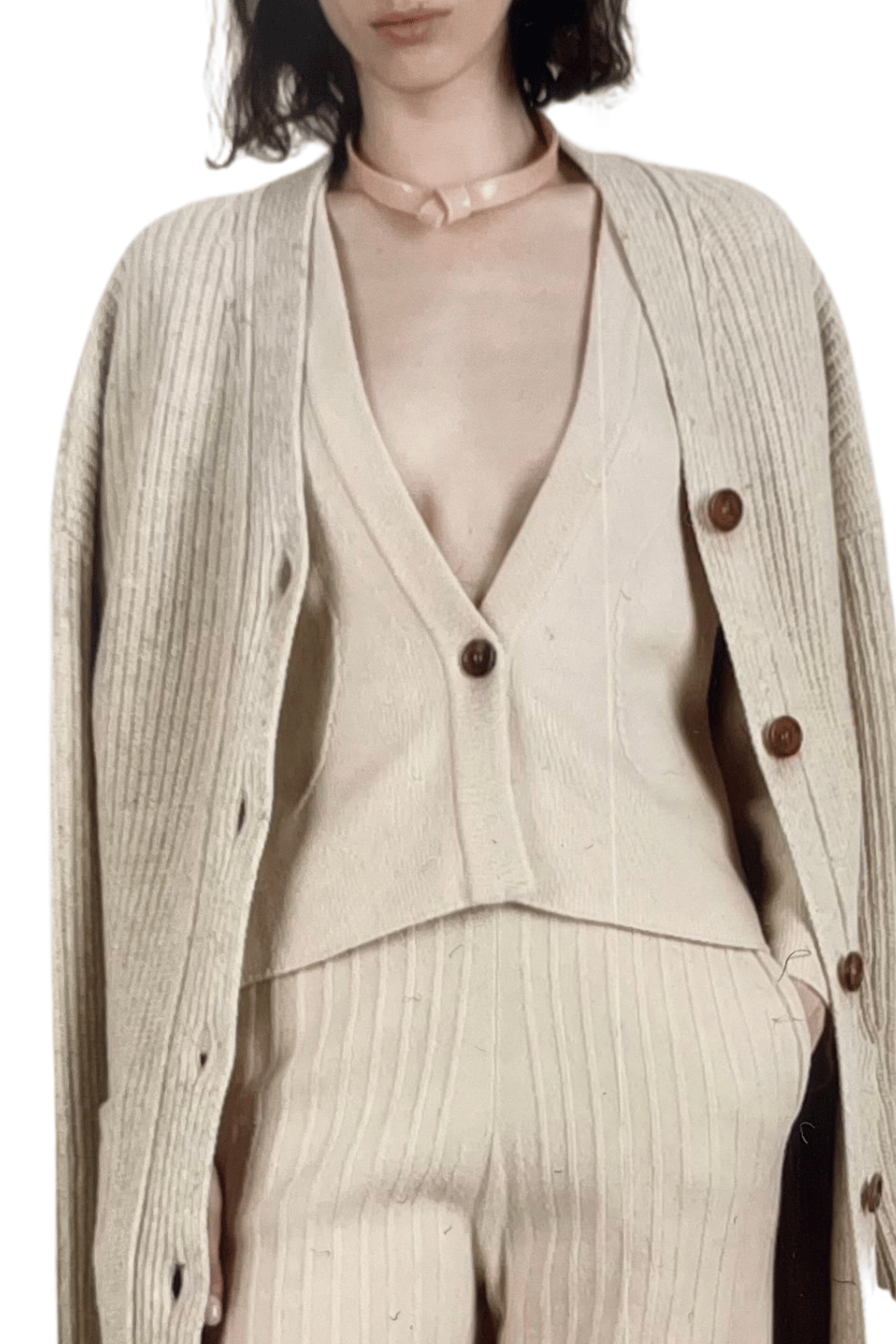 RACHEL COMEY Dali Beige Merino Wool Cardigan