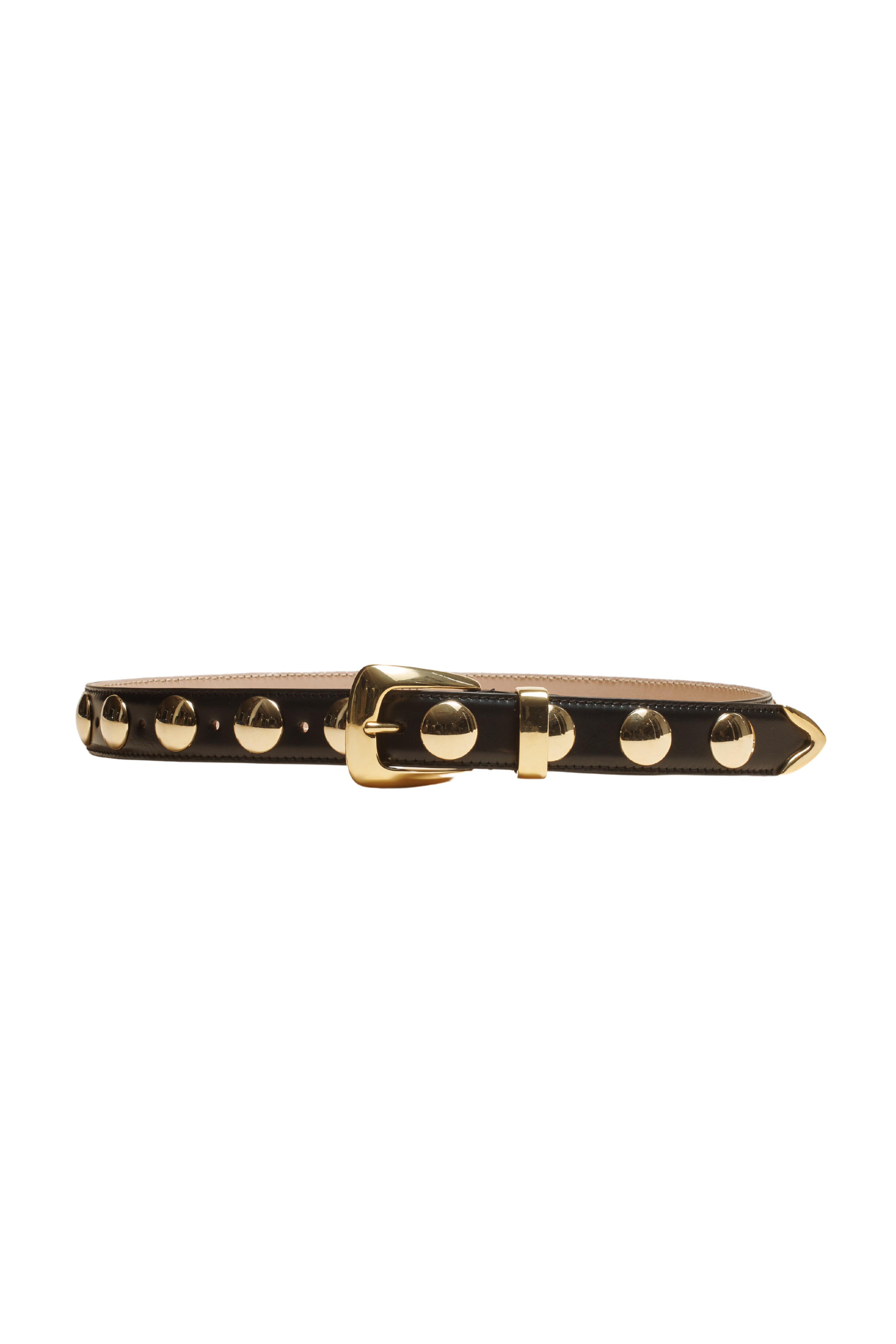 KHAITE Benny Leather Gold Studded Belt