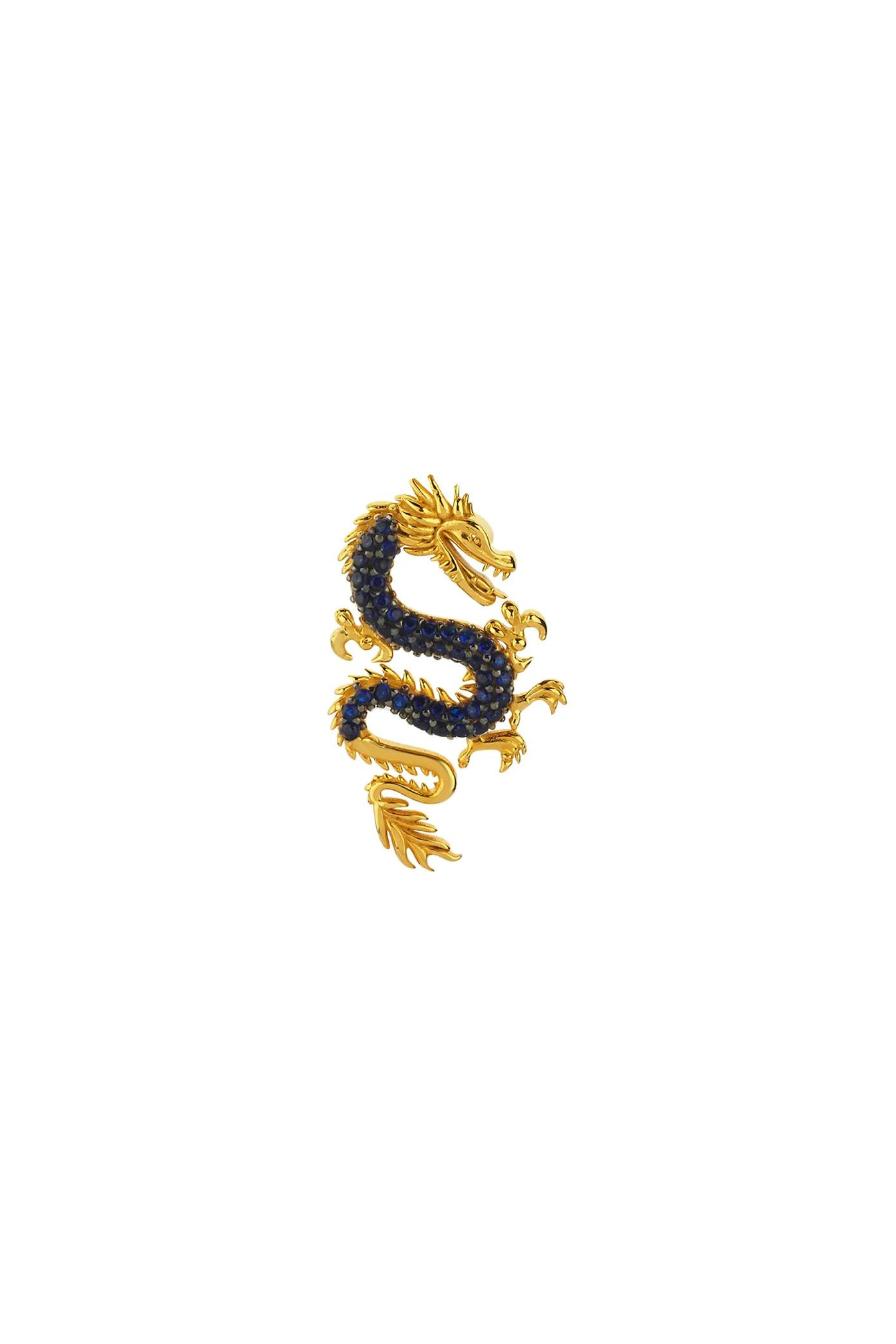 Right Mini Dragon Earring in Navy