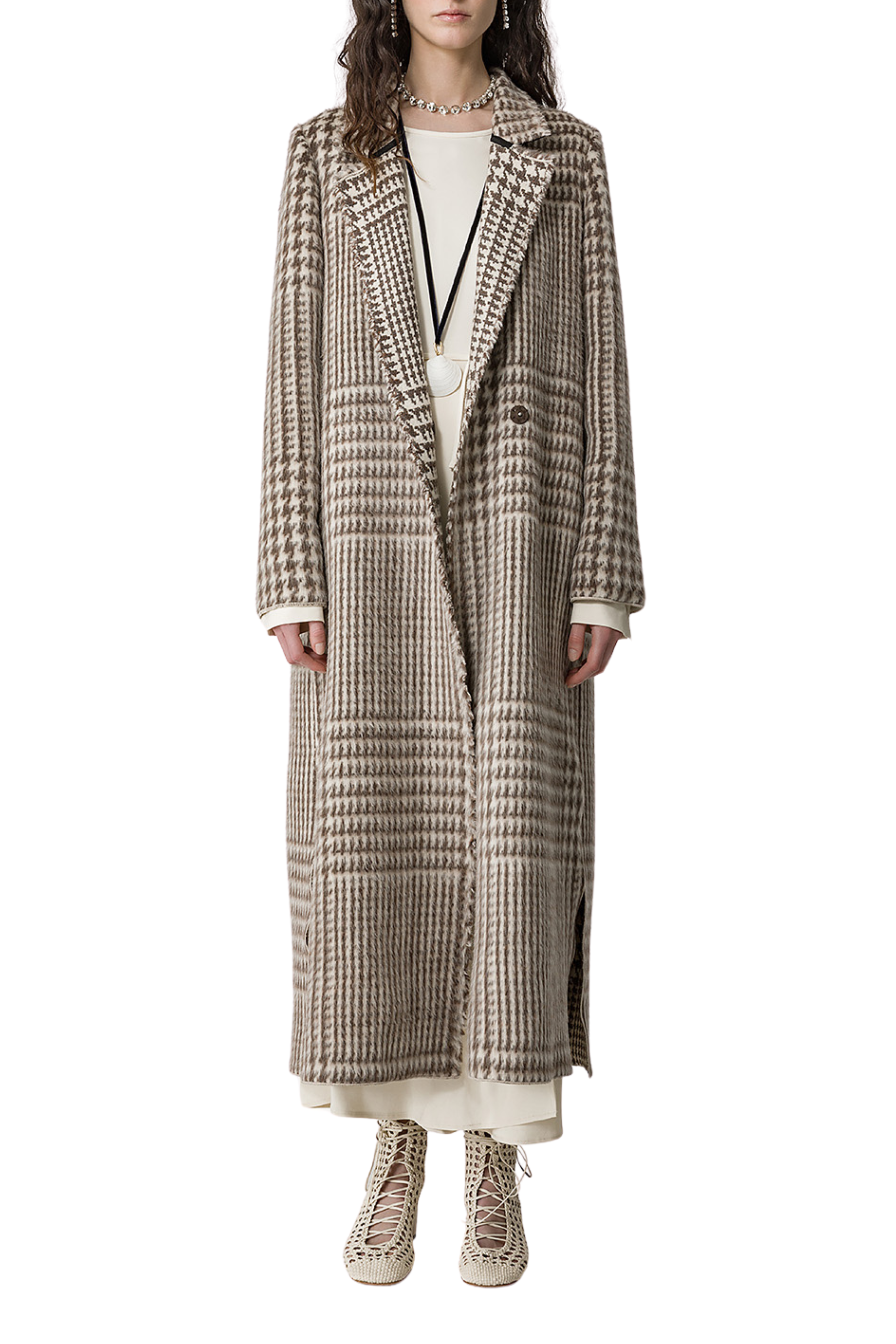 FORTE FORTE Macro Houndstooth Check Coat