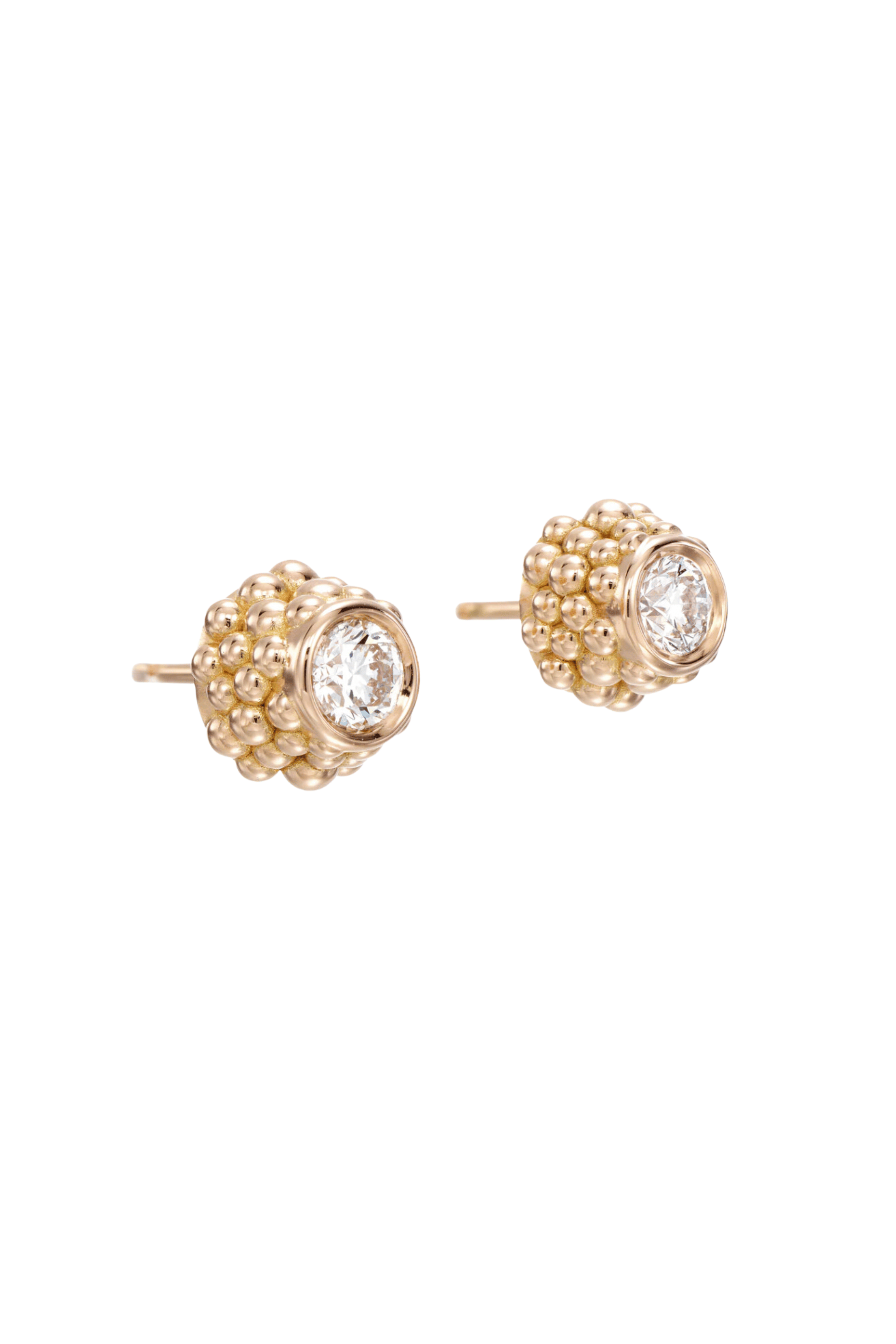 Beaded Teton Rose Gold Diamond Earrings