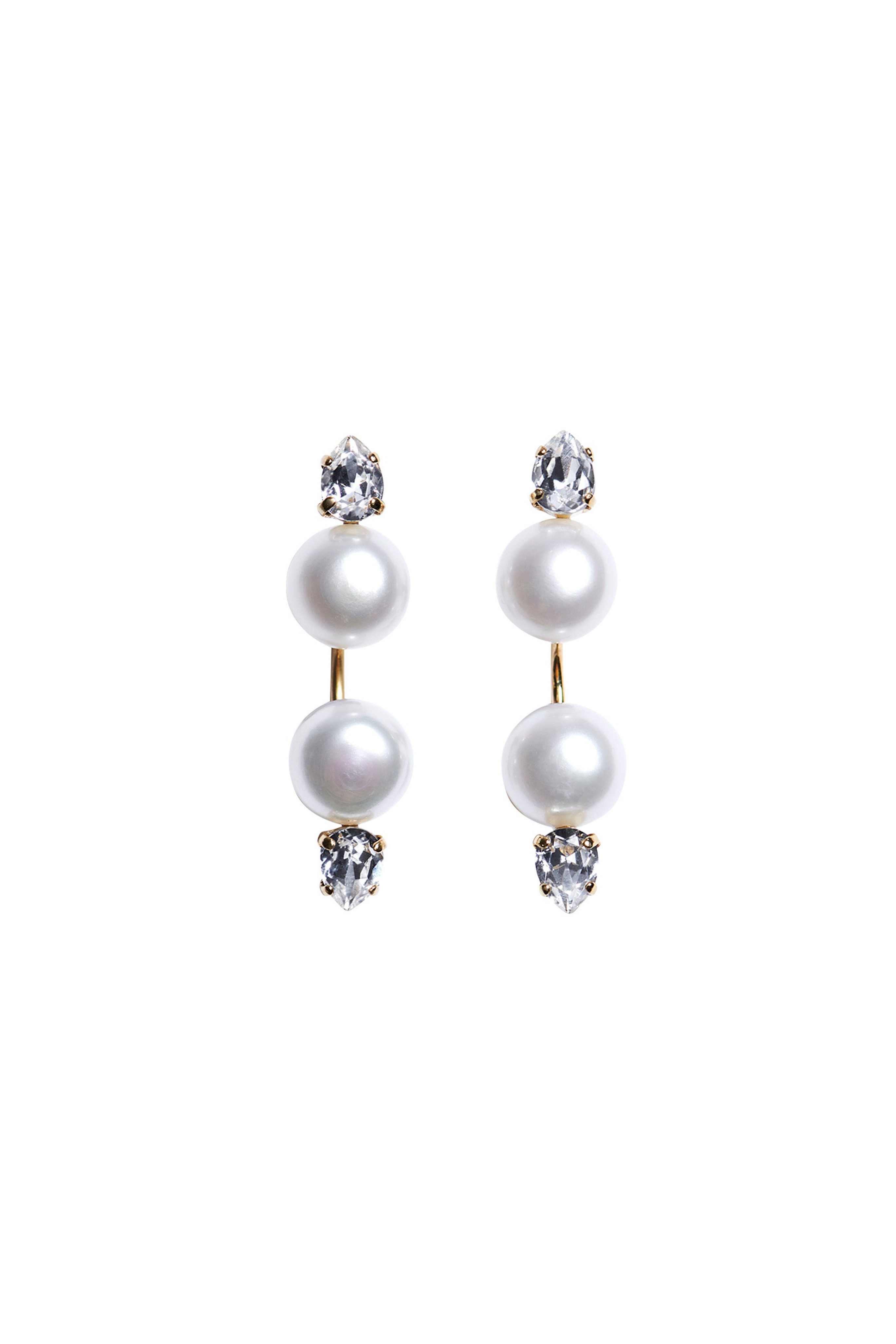 Double Pearl & Crystal Earrings