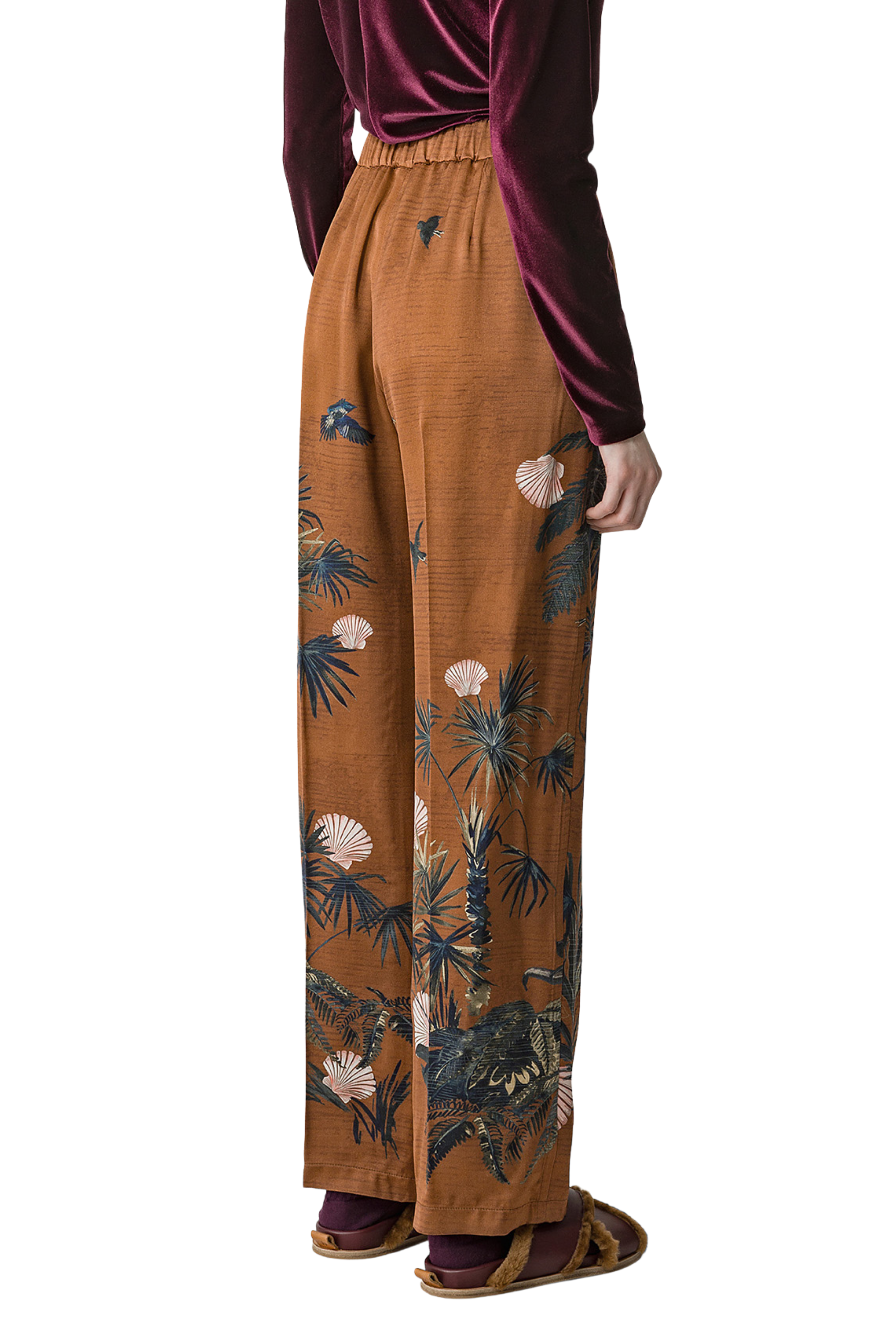 FORTE FORTE Brown Forest Print Pants