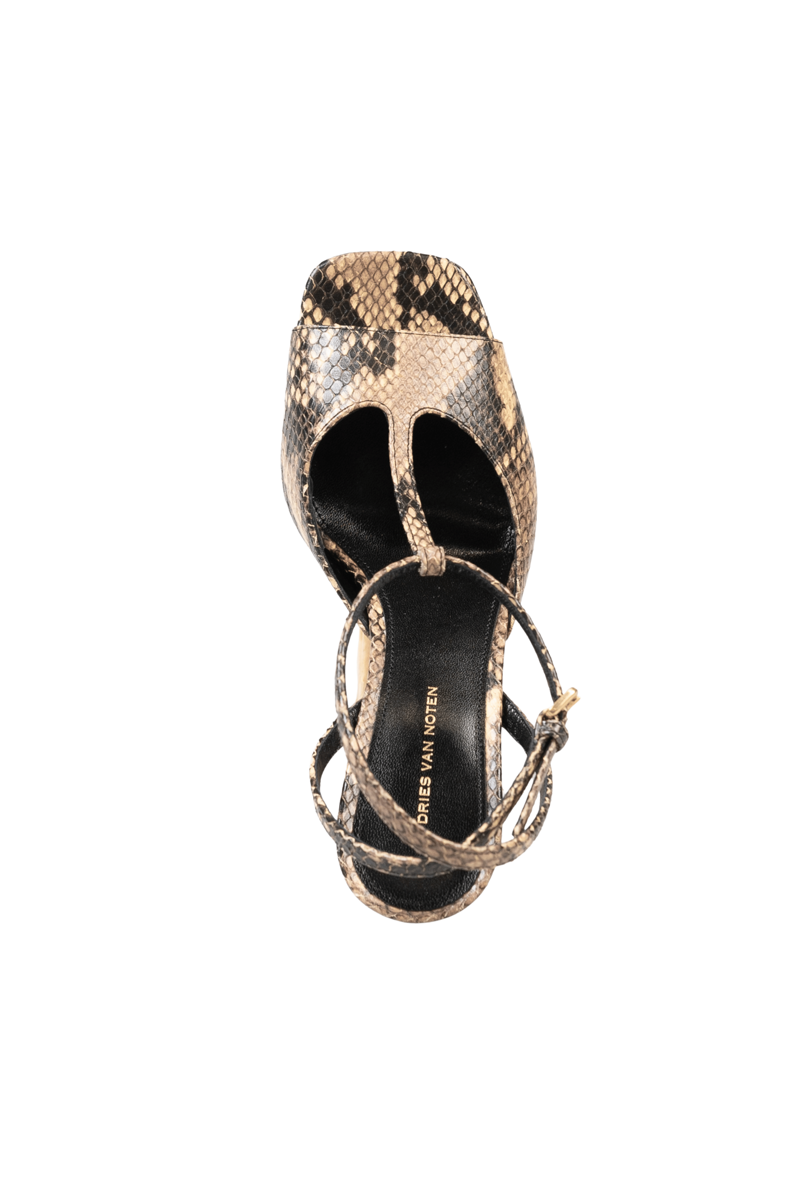 DRIES VAN NOTEN Python T-Strap Wedge Sandals