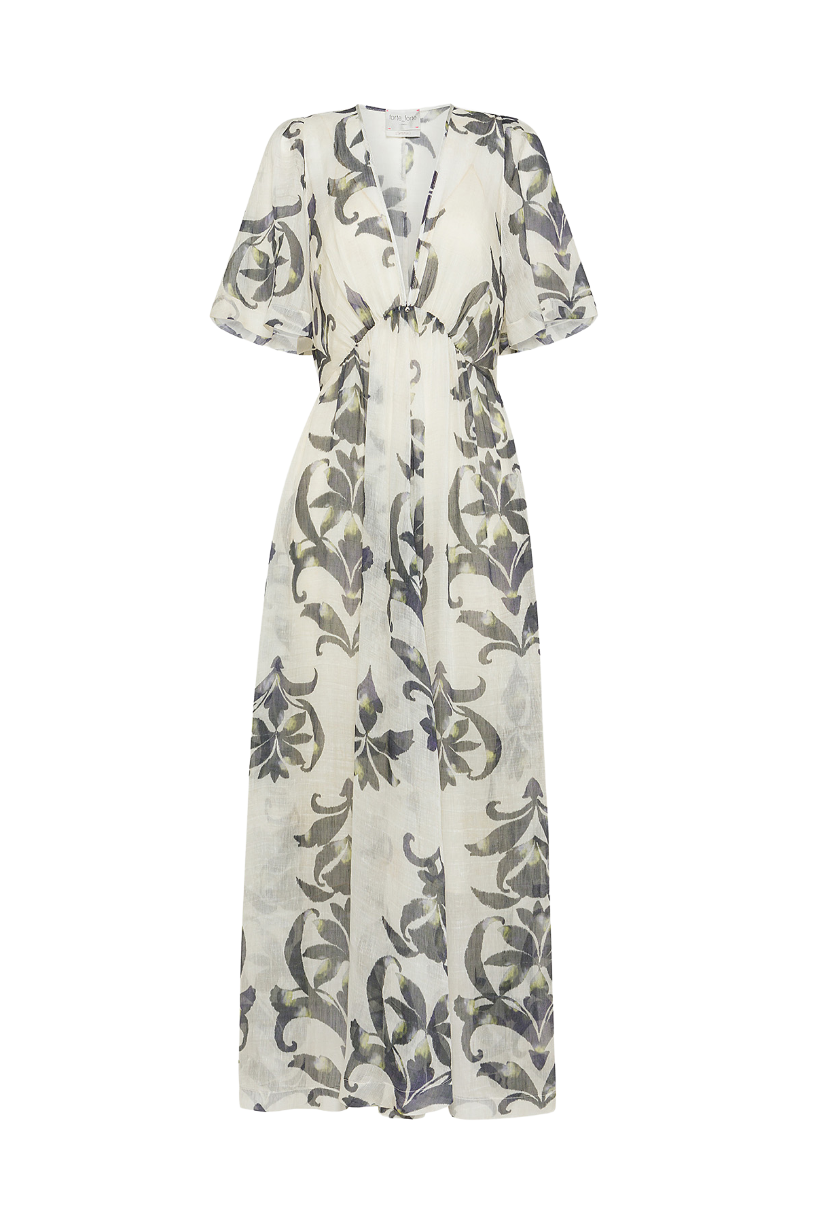 Secret Lily Print Linen Silk Gauze Dress