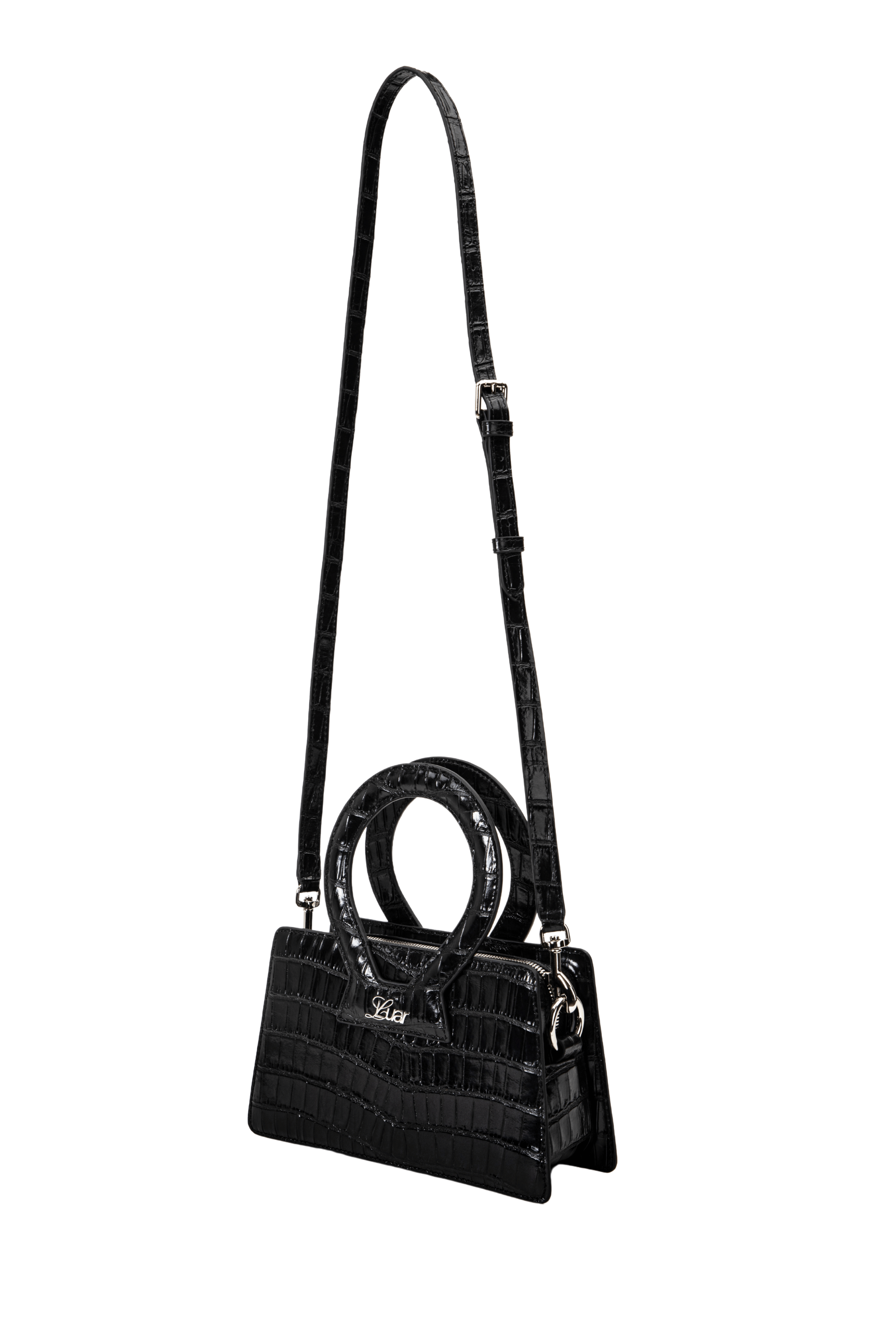 LUAR Ana Small Black Croc Bag