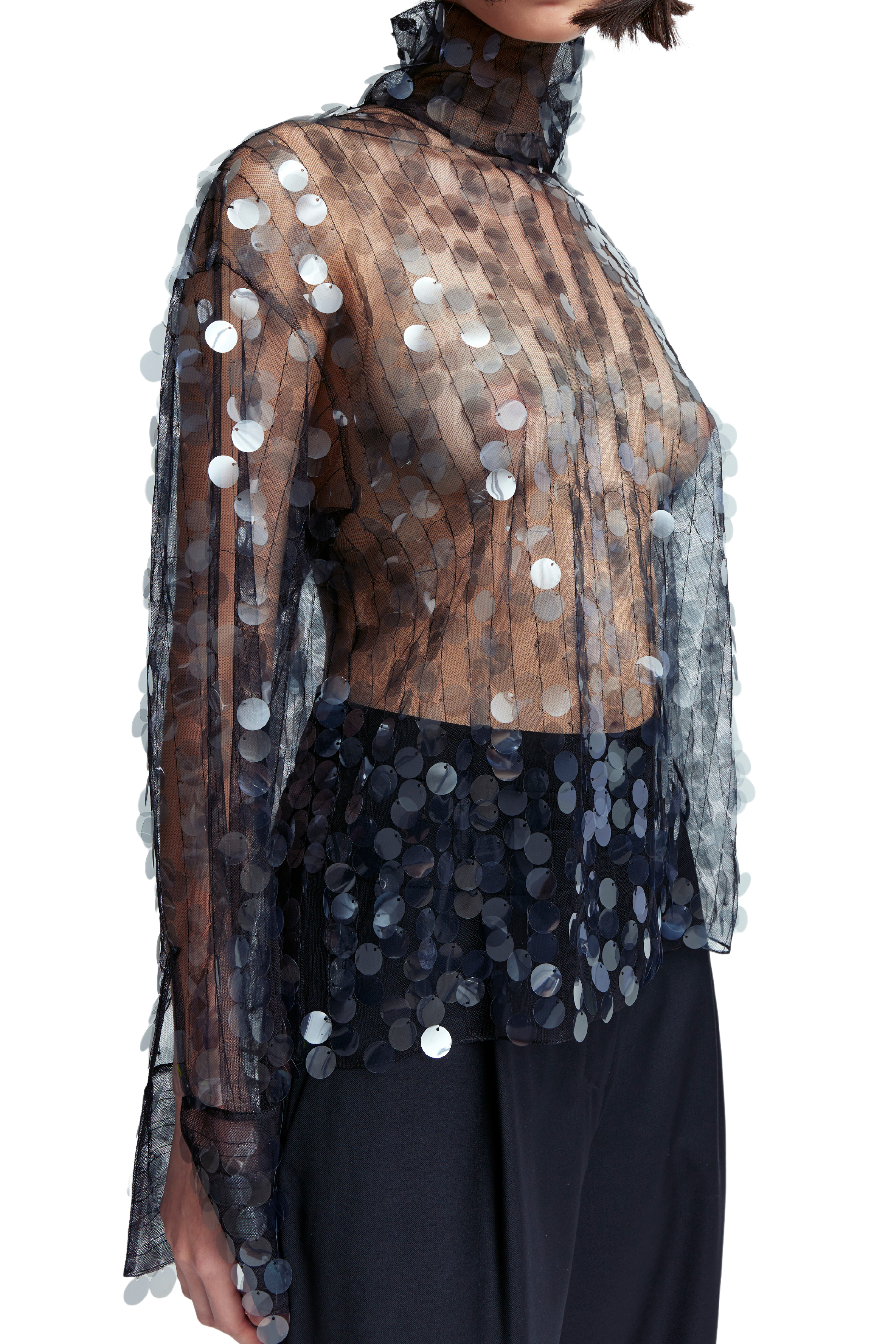 Ollal Sheer Sequin Top