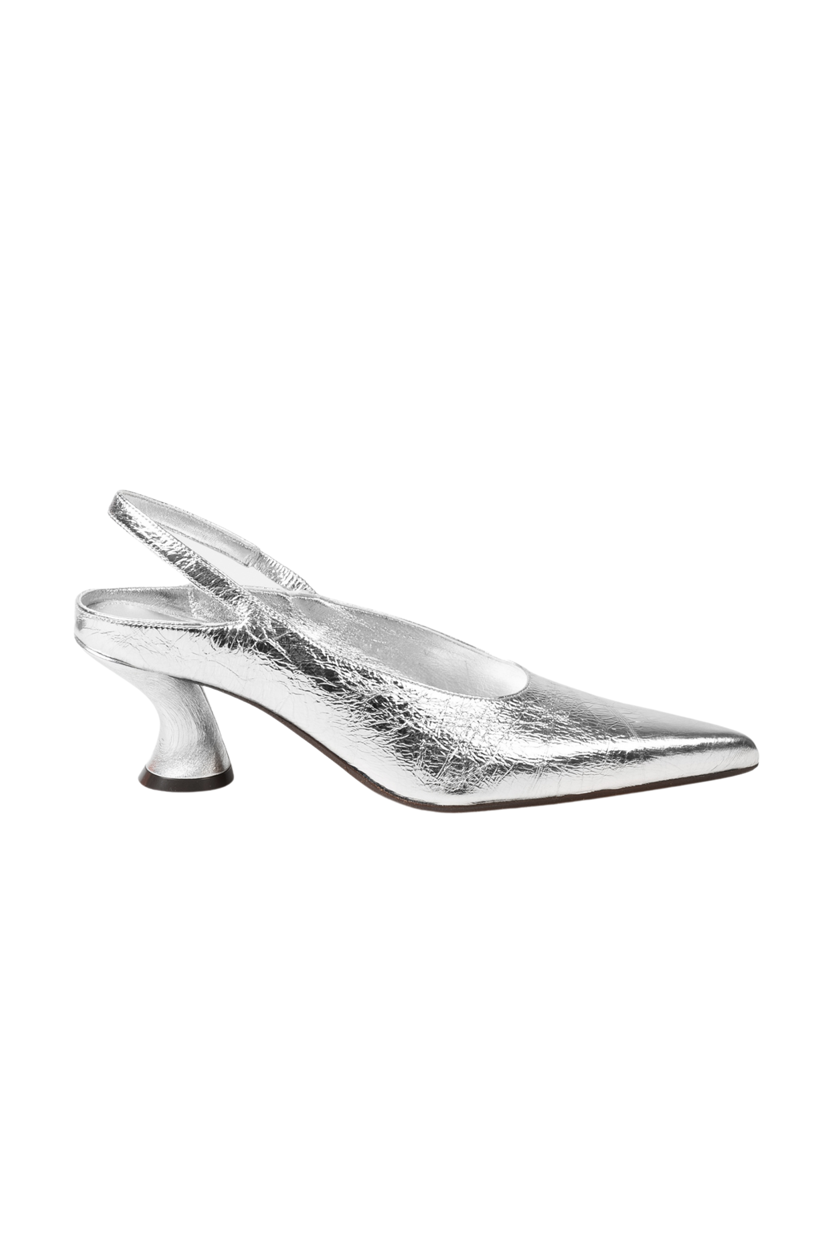 DRIES VAN NOTEN Silver Pointy Toe Slingbacks