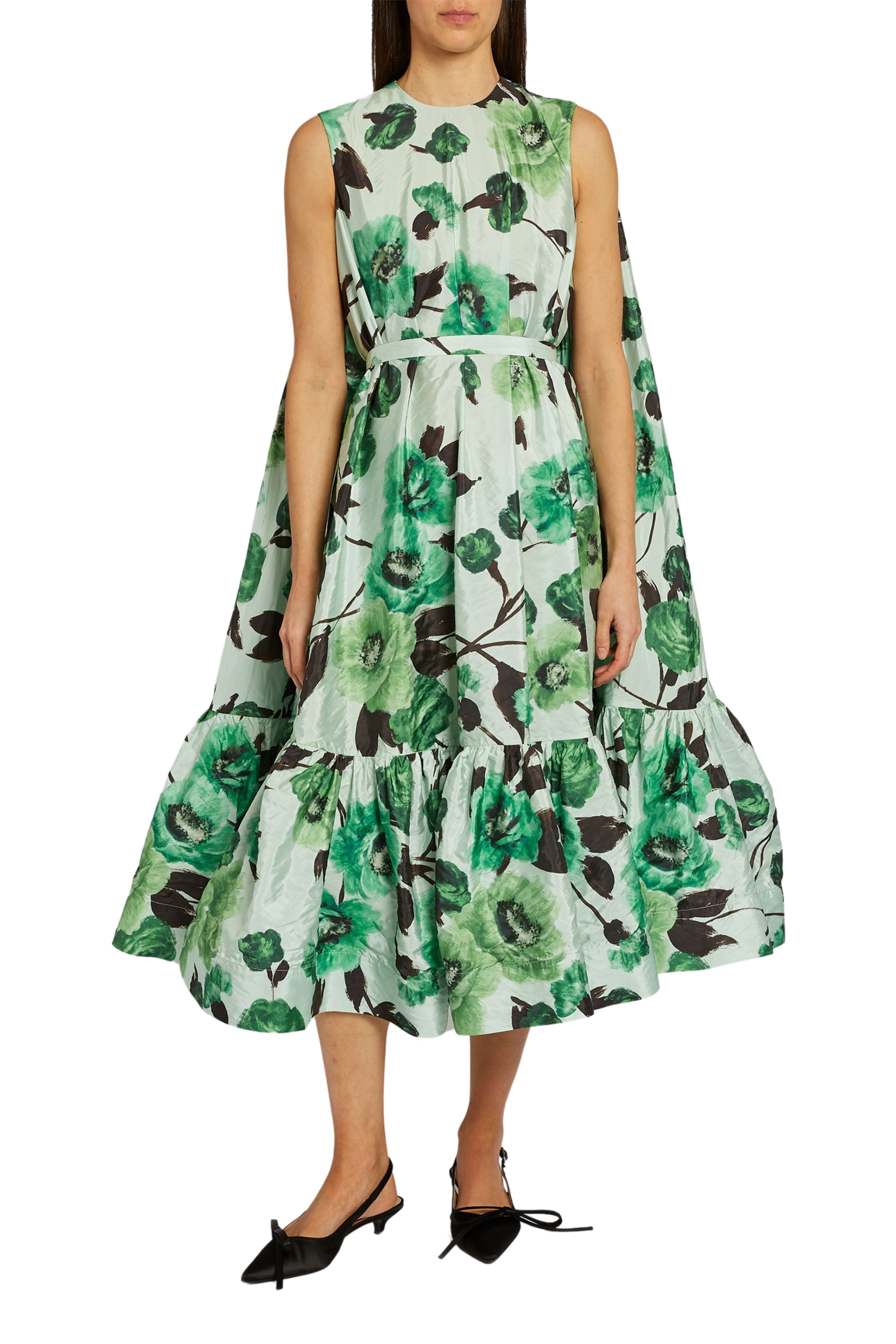 ERDEM Floral Midi Dress with Cape