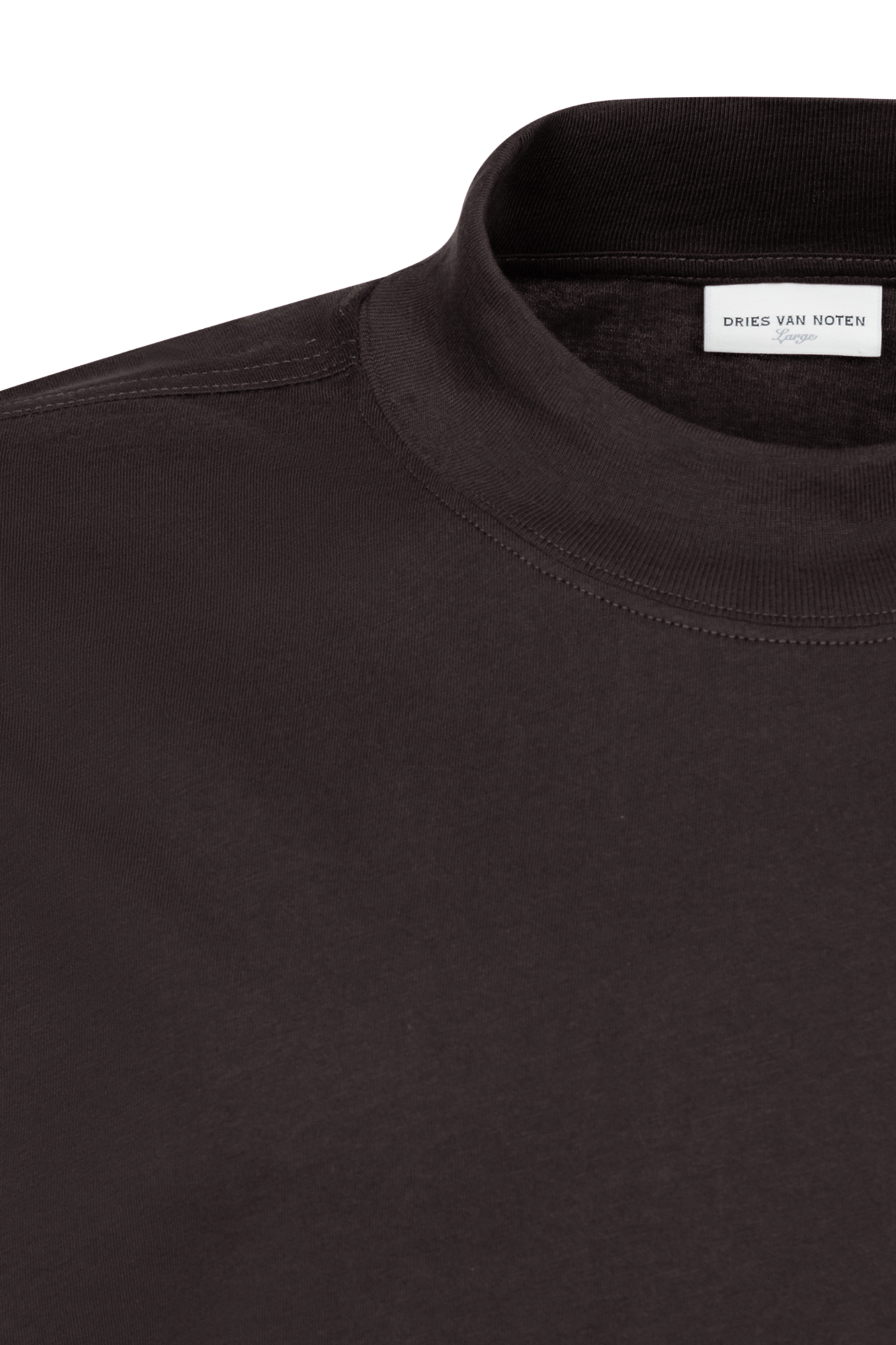 DRIES VAN NOTEN Men's Heger Brown Mockneck Tee