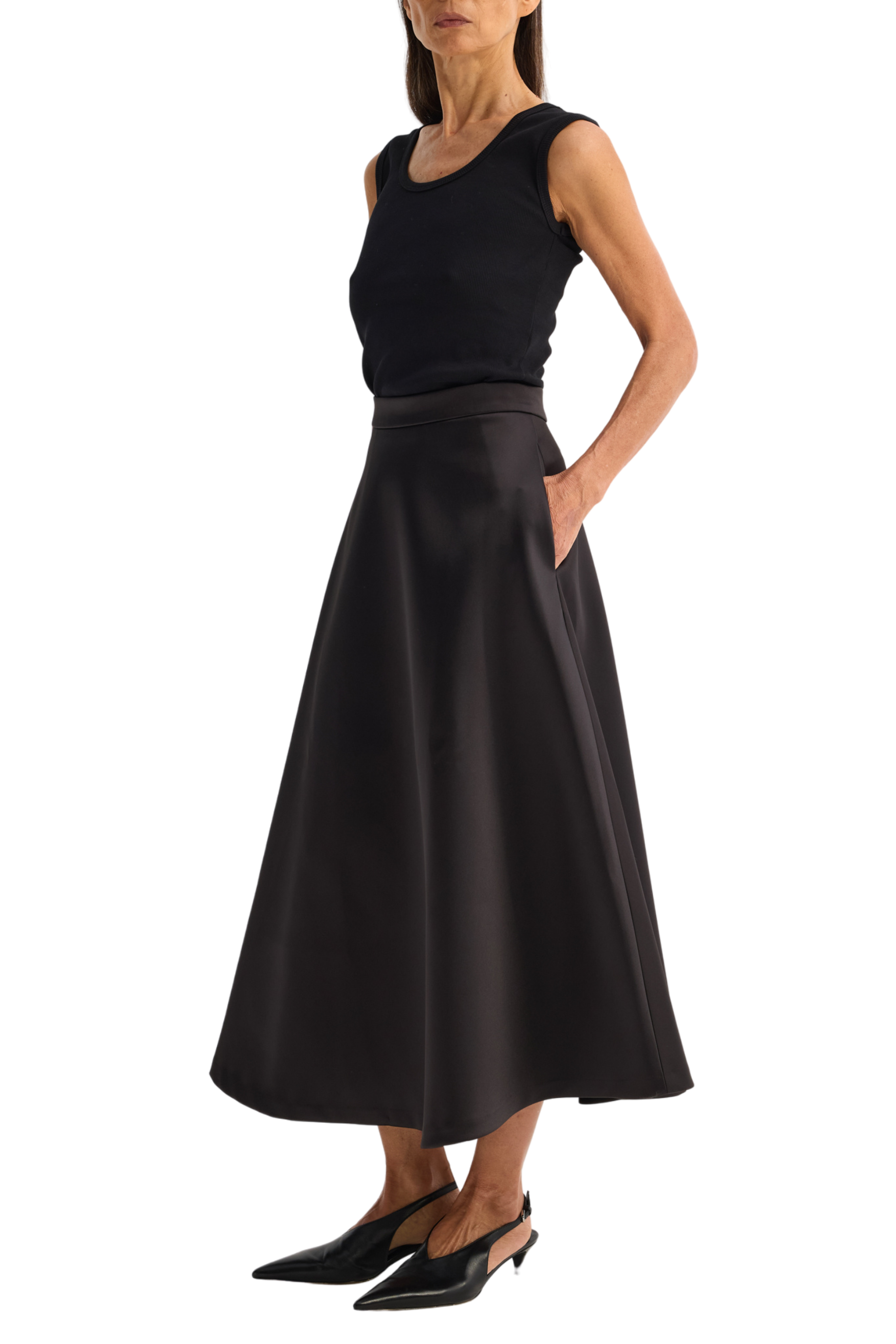 Voluminous A-Line Satin Skirt