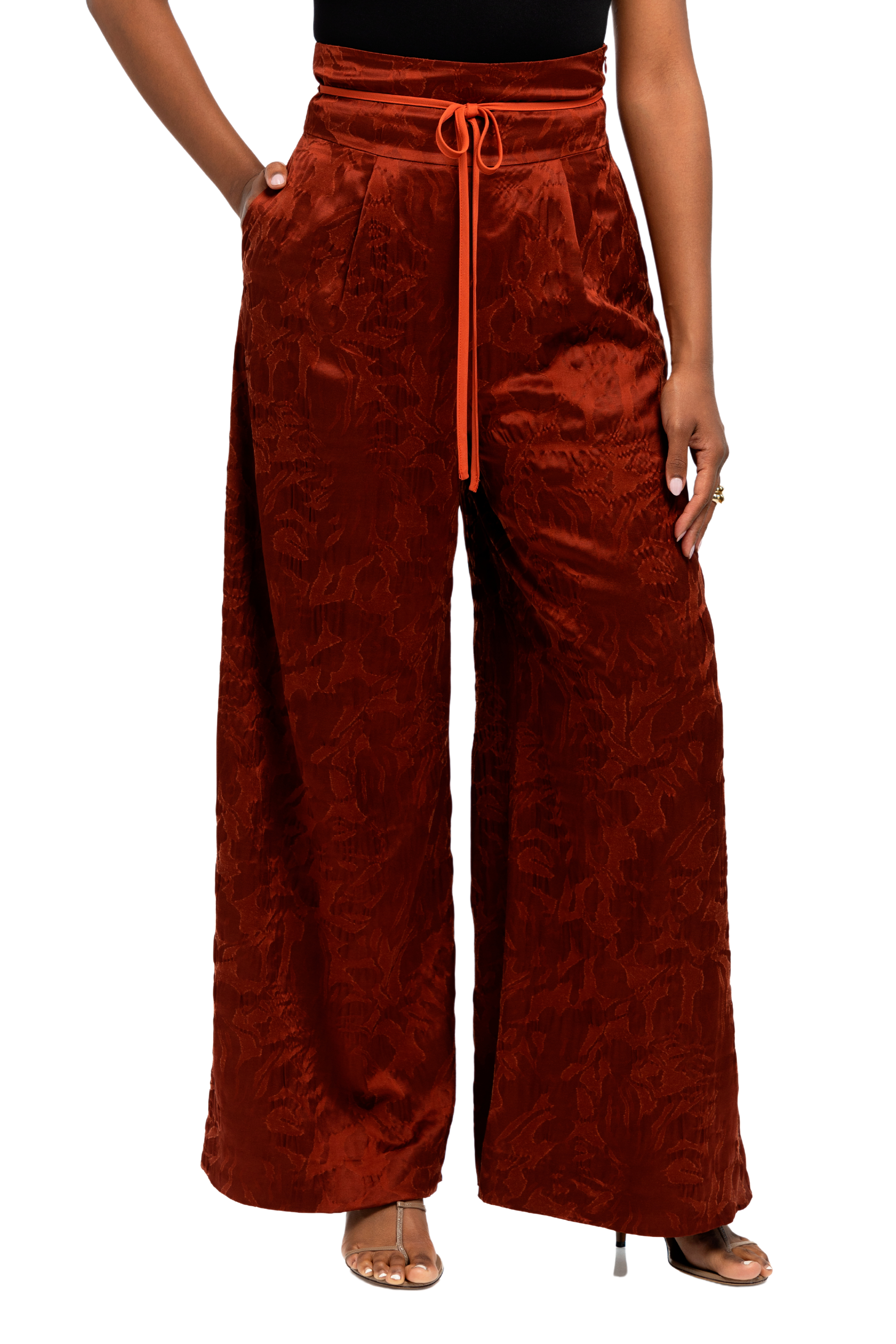 ROSIE ASSOULIN Maroon Palazzo Tie Pant