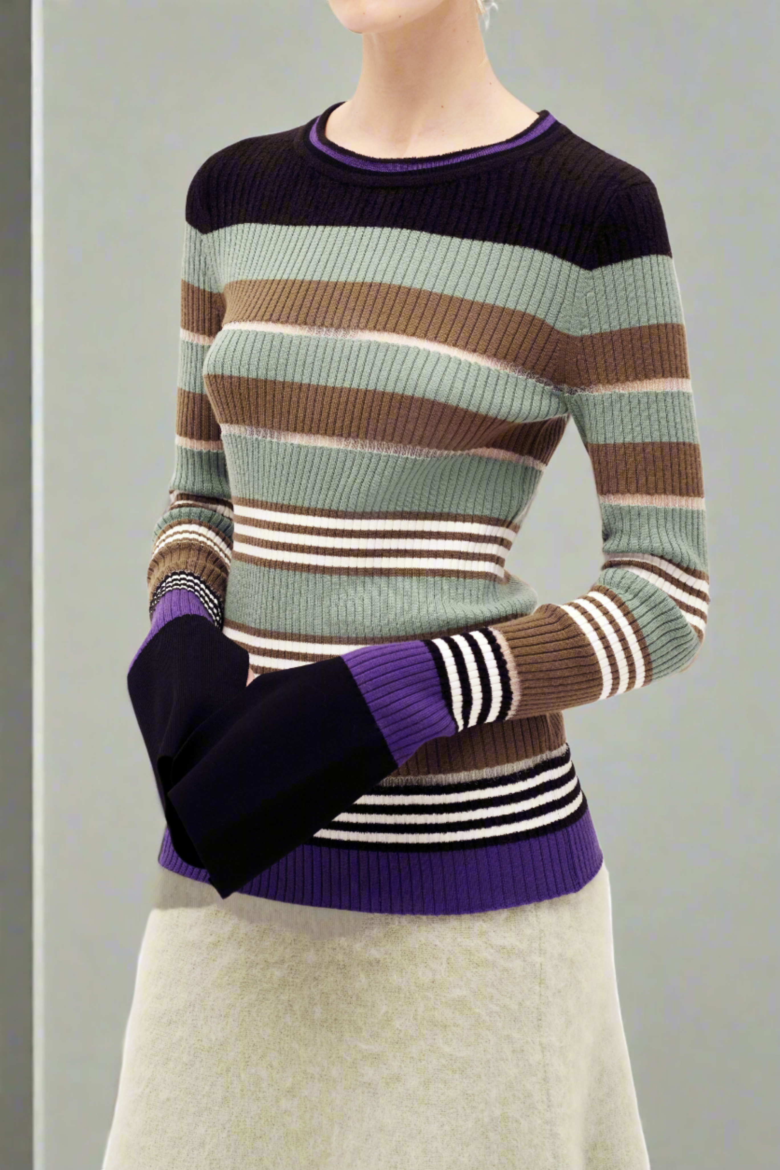 ZANKOV Yvonne Stripe Ribbed Sweater 