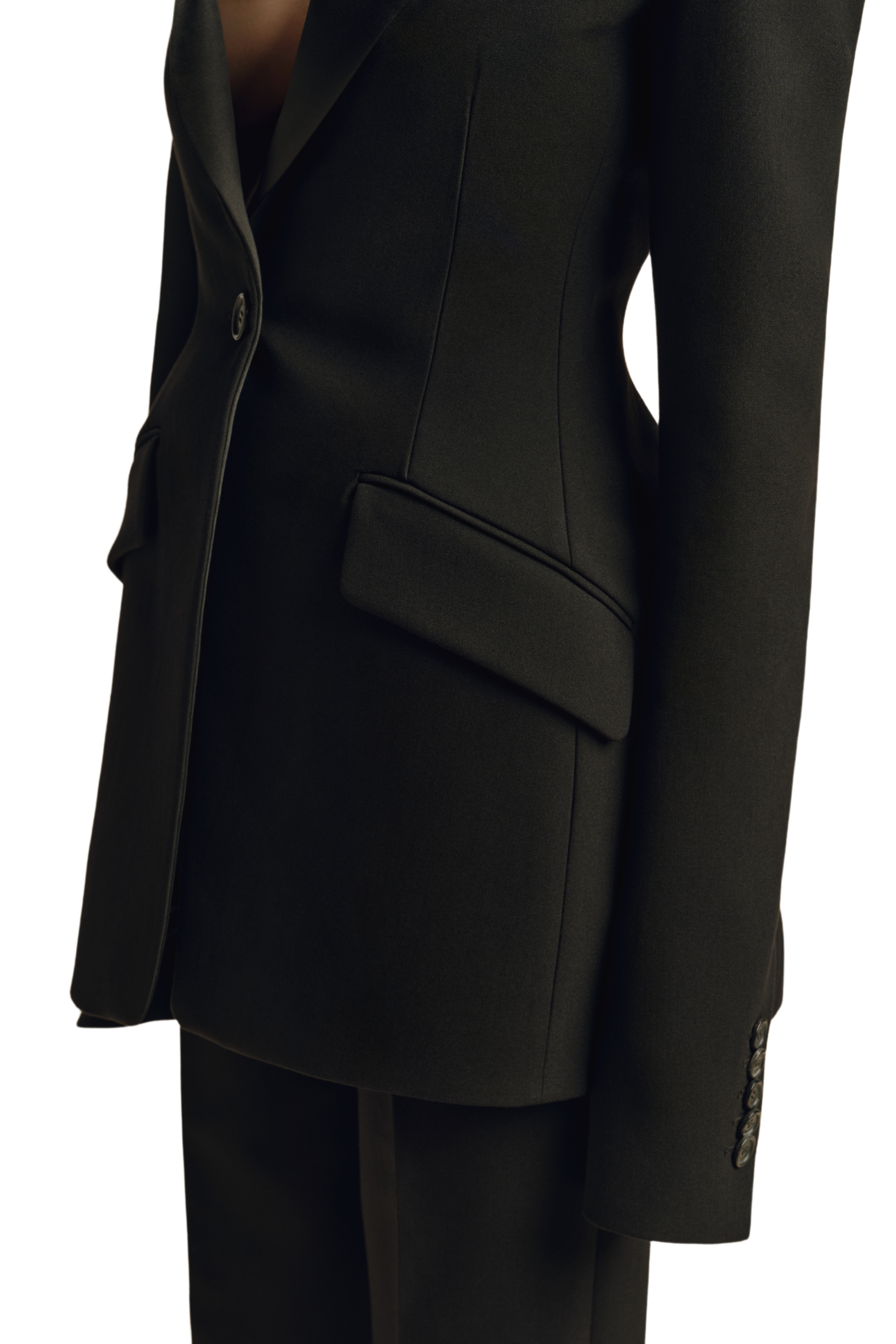 MARINA MOSCONE Black Basque Blazer