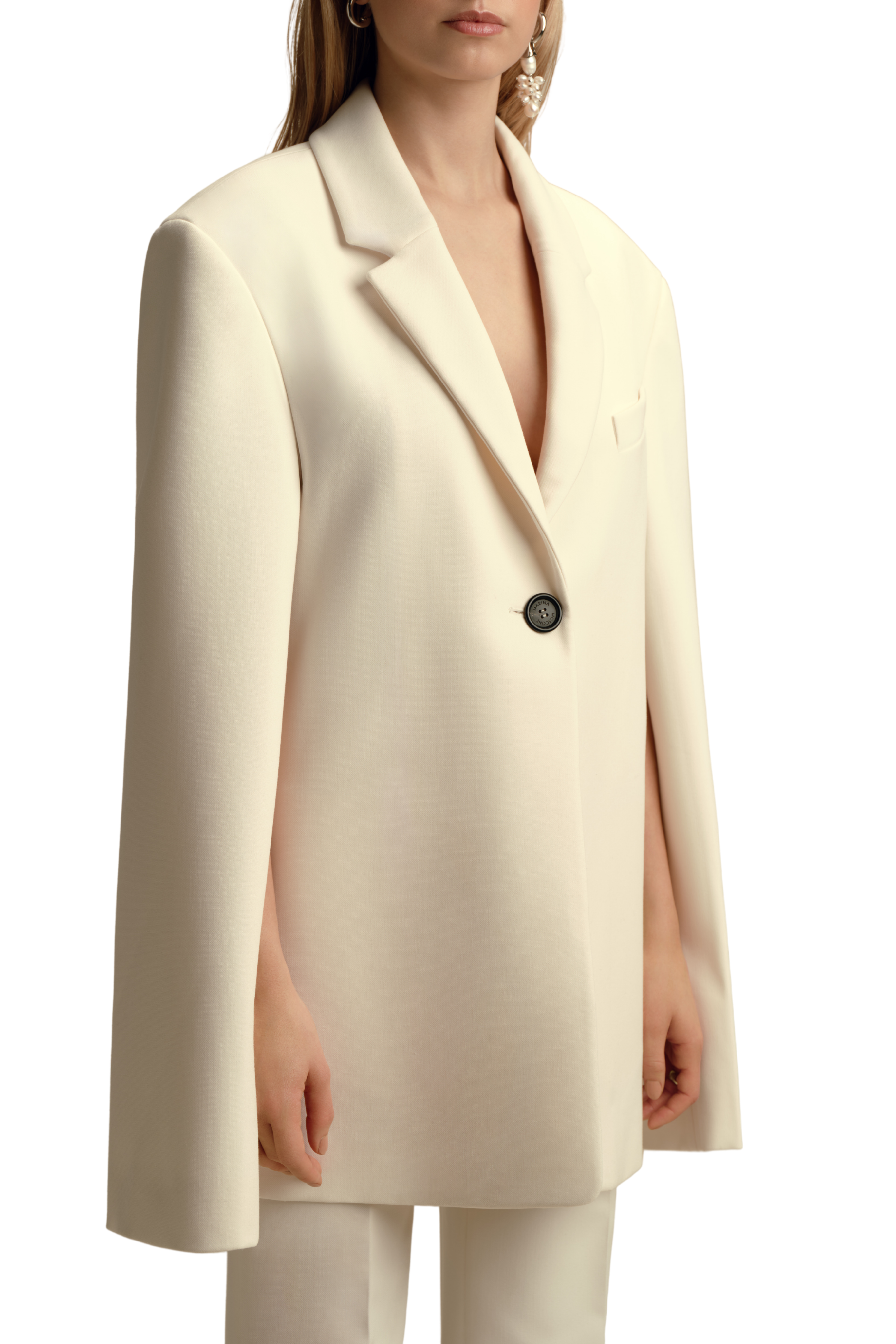 MARINA MOSCONE Cape Sleeve Boyfriend Blazer