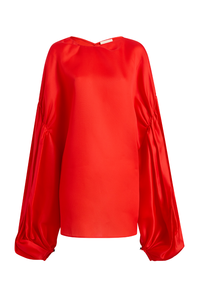 KHAITE Quico Red Sheer Organza Top