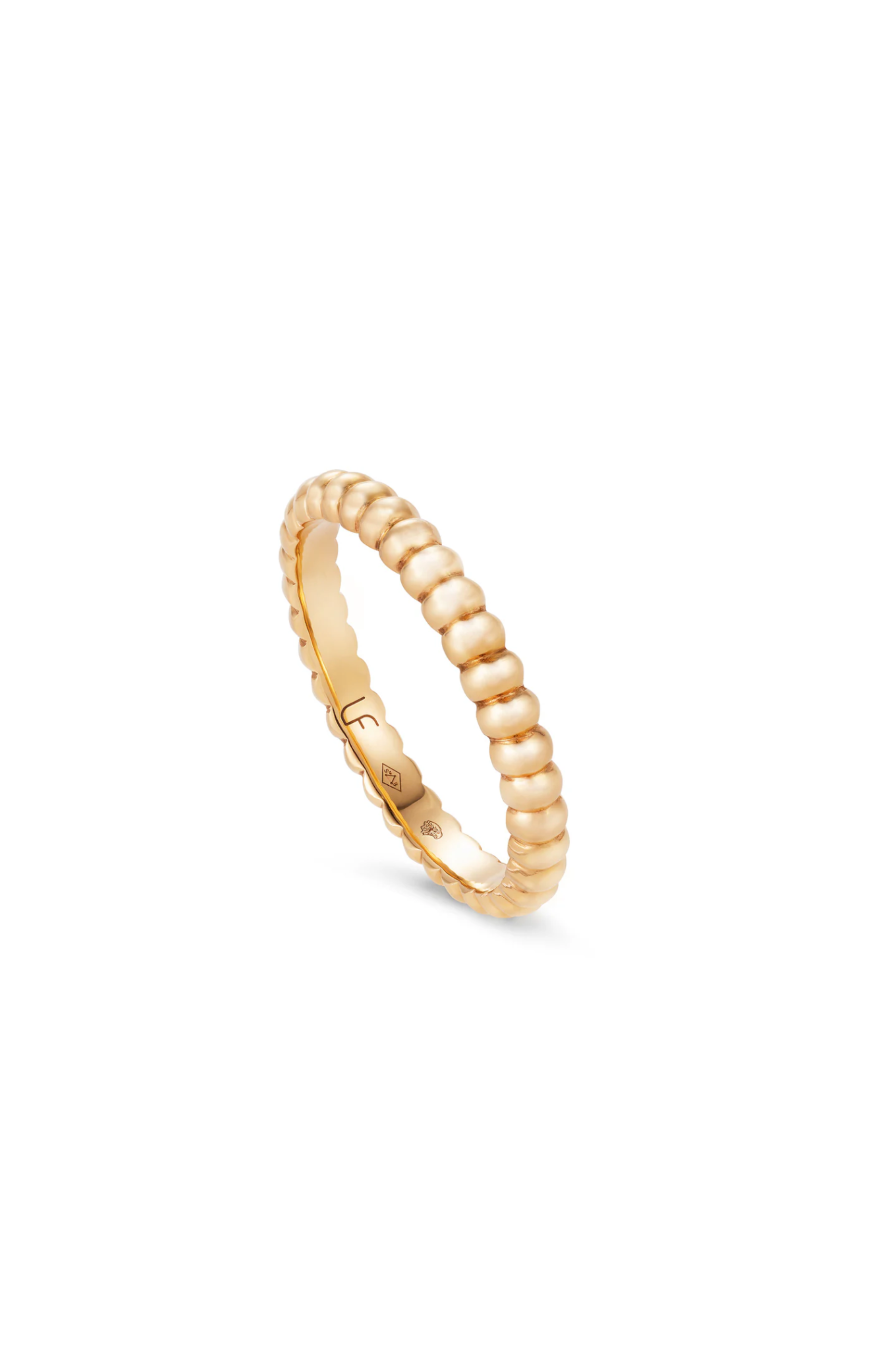 Beaded Thin 18K Rose Gold Satin Ring