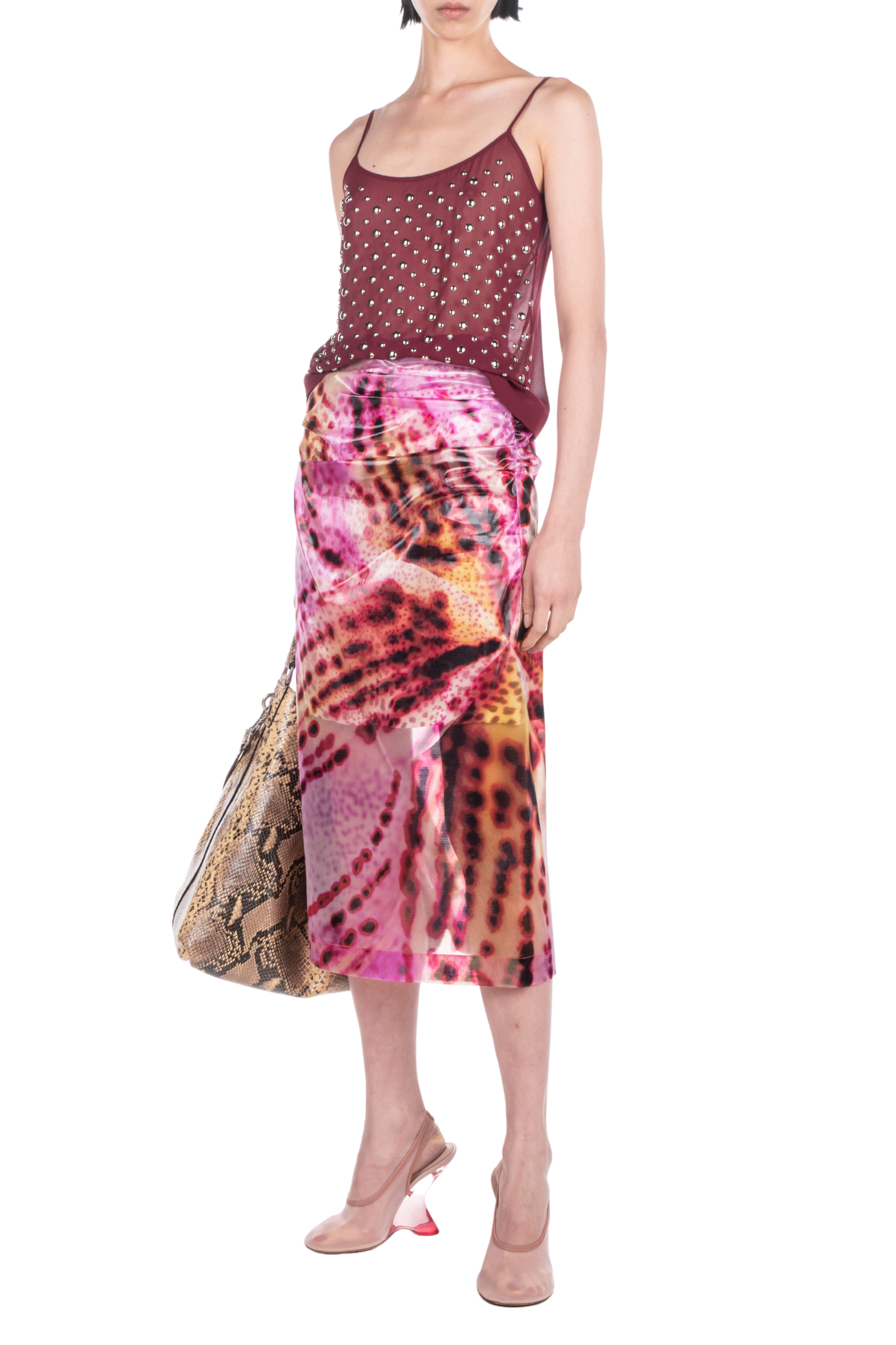 DRIES VAN NOTEN Sami Transparent Floral Print Skirt