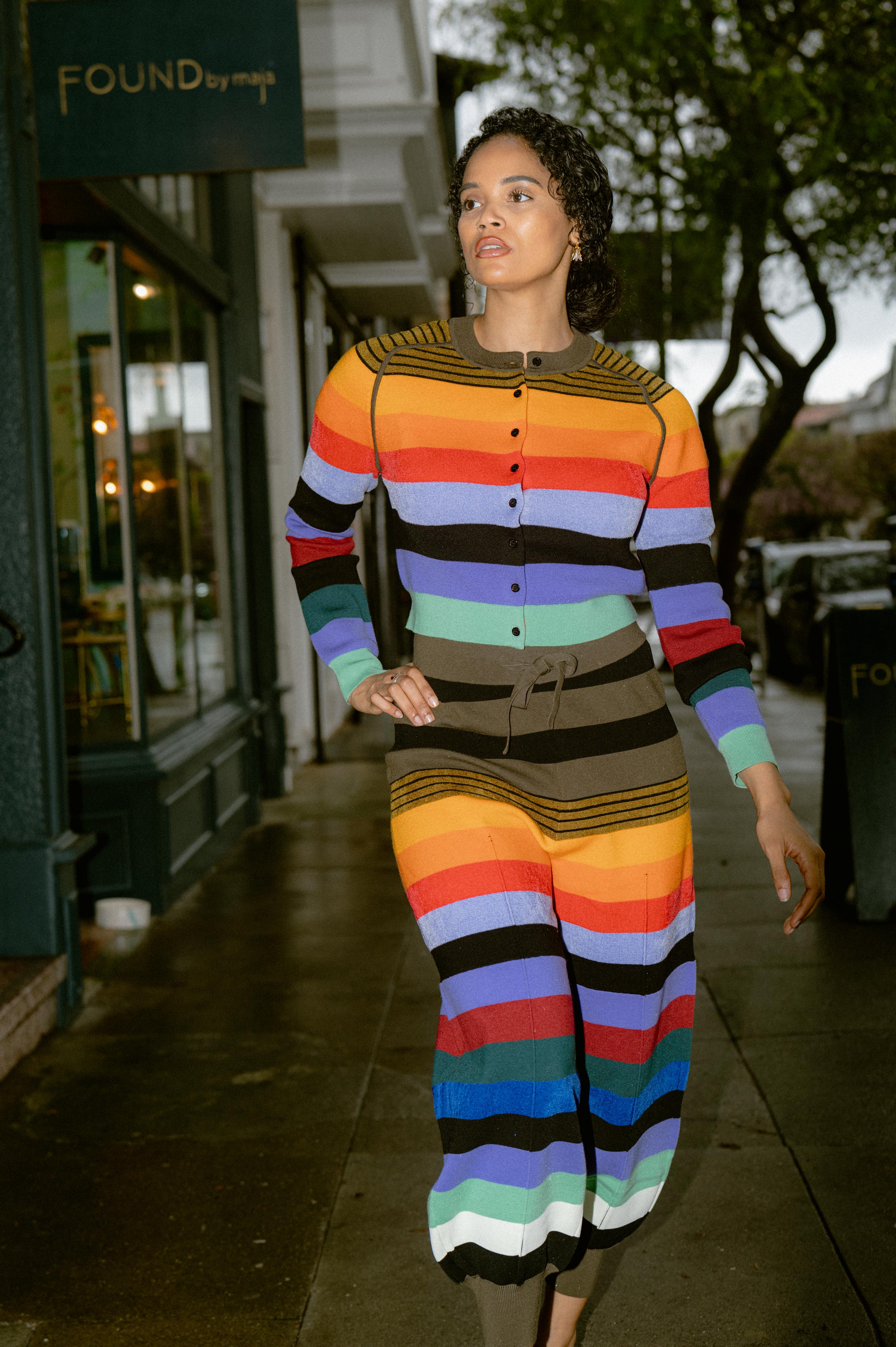 Rainbow Stripe Cropped Cardigan