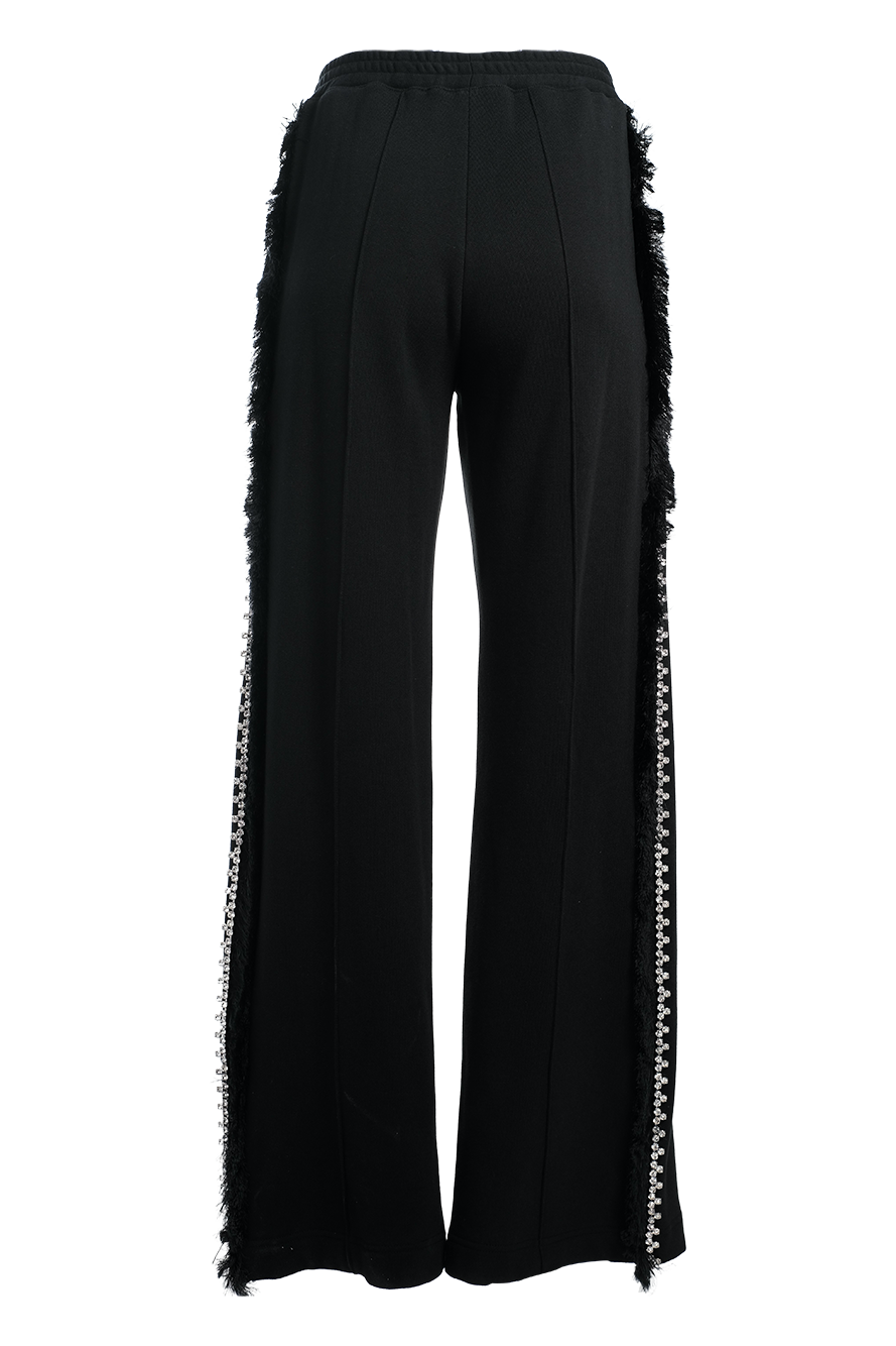 AREA Crystal Trim Wide-Leg Track Pants