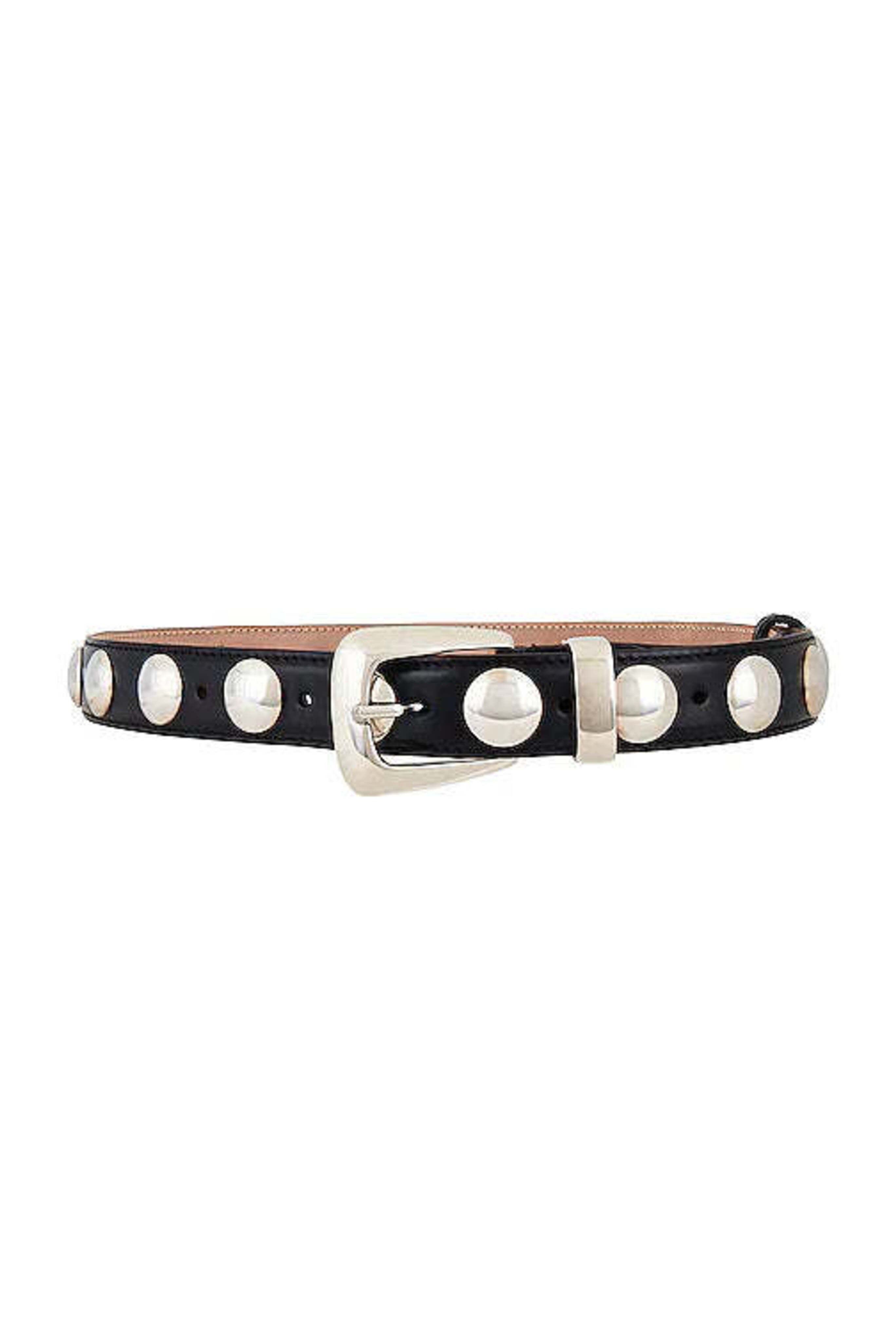 KHAITE Benny Leather Silver Studded Belt