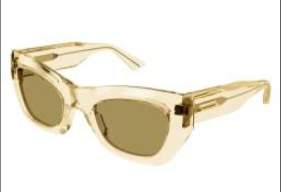 BOTTEGA VENETA Yellow Transparent Cat Eye Sunglasses;