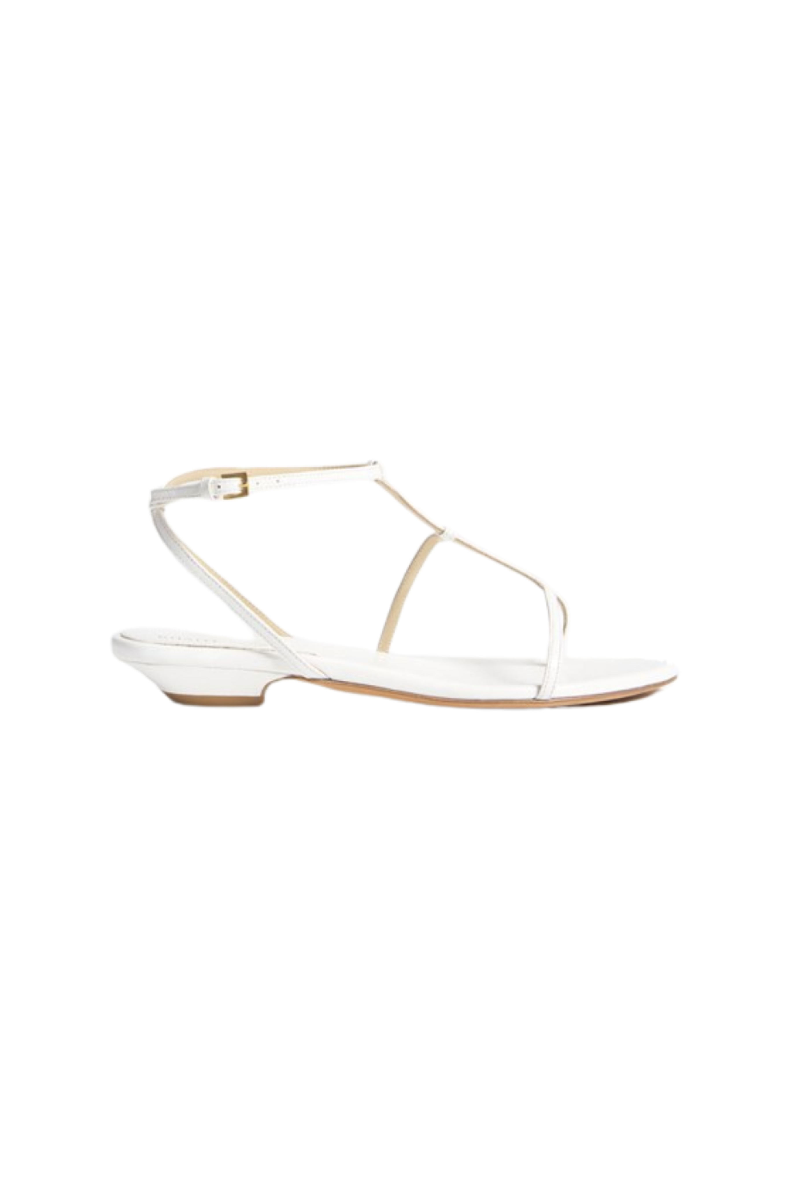 KHAITE Jones White T-Strap Flat Sandals