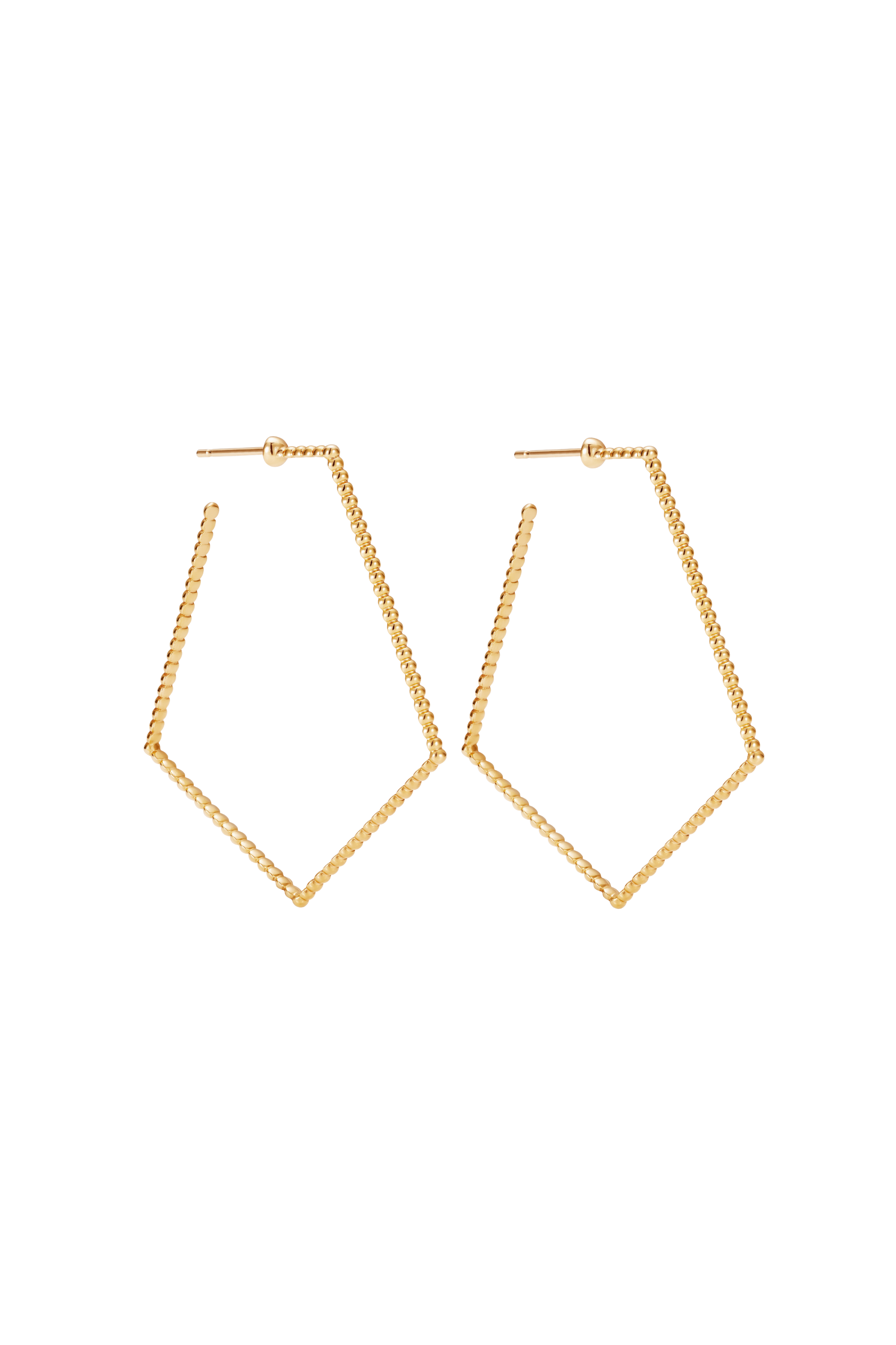 Beaded Pentagon 18K Yellow Gold Hoops