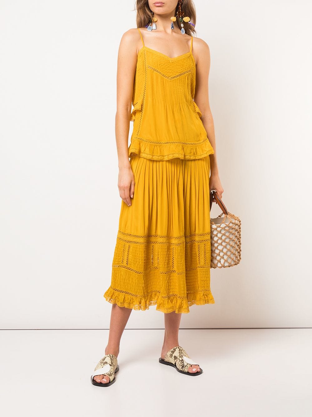 SEA Poppy Mustard Pintuck Skirt